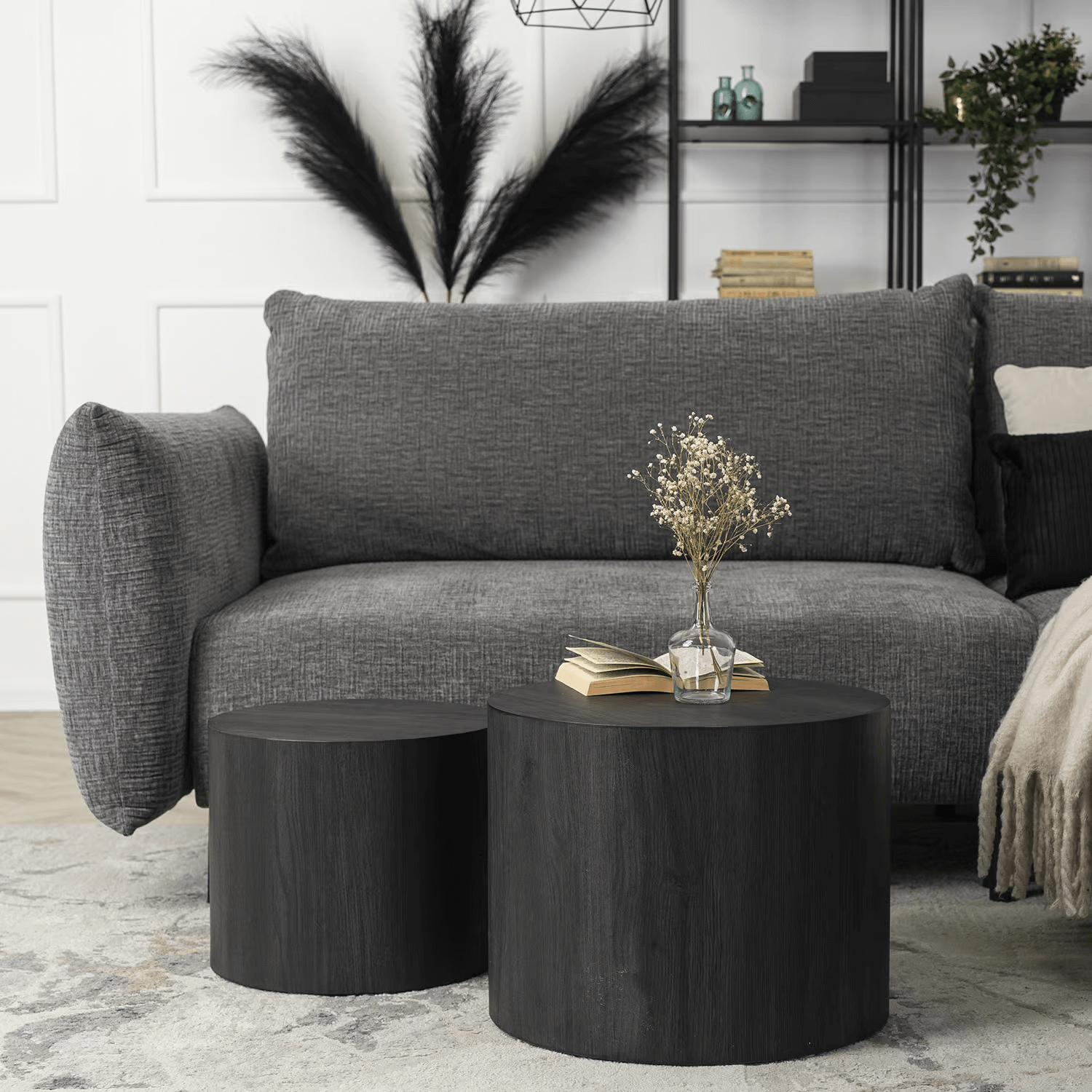 Zestaw Stolików Kawowych LEILA 43 cm/53 cm Czarny Loft ME.LEILA/CZ/L