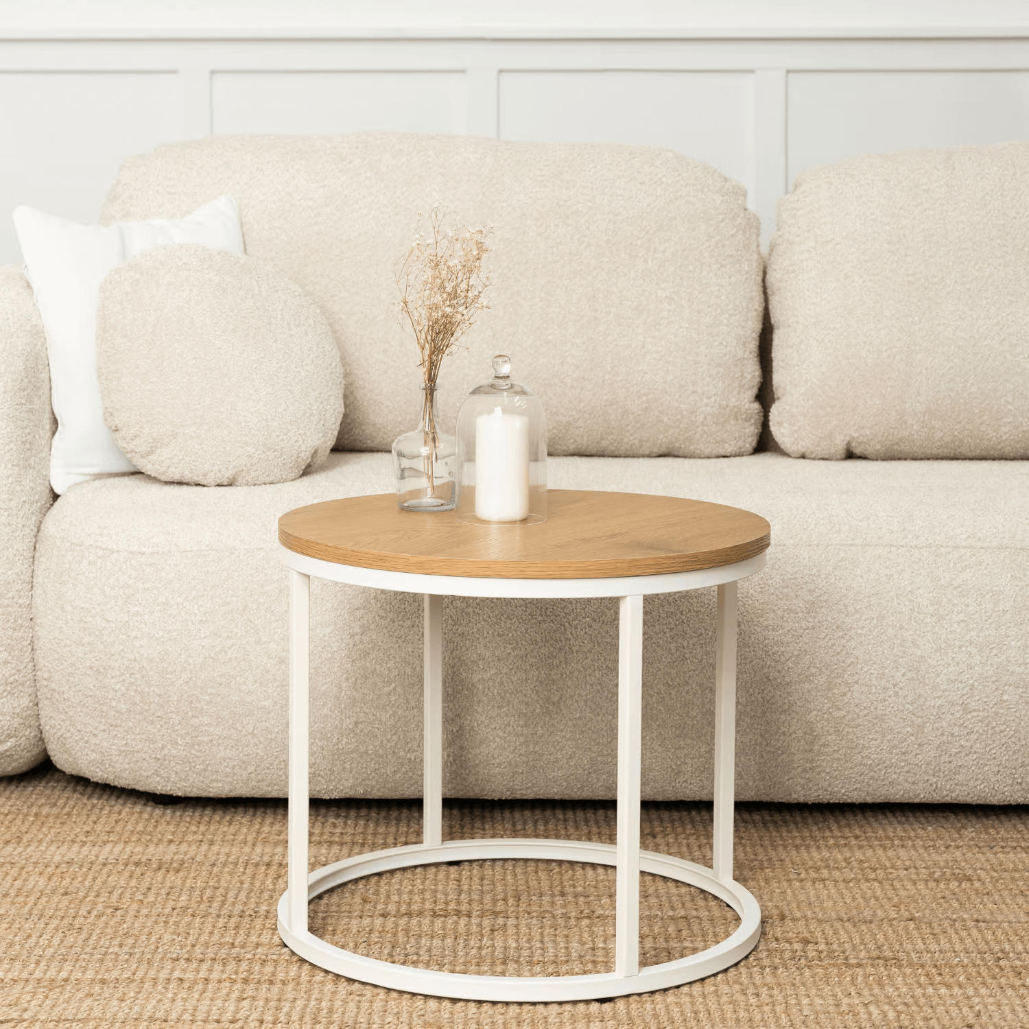 Stolik Kawowy ANN 53 cm Dąb/Biały Skandynawski ME.ANN/D/B/L