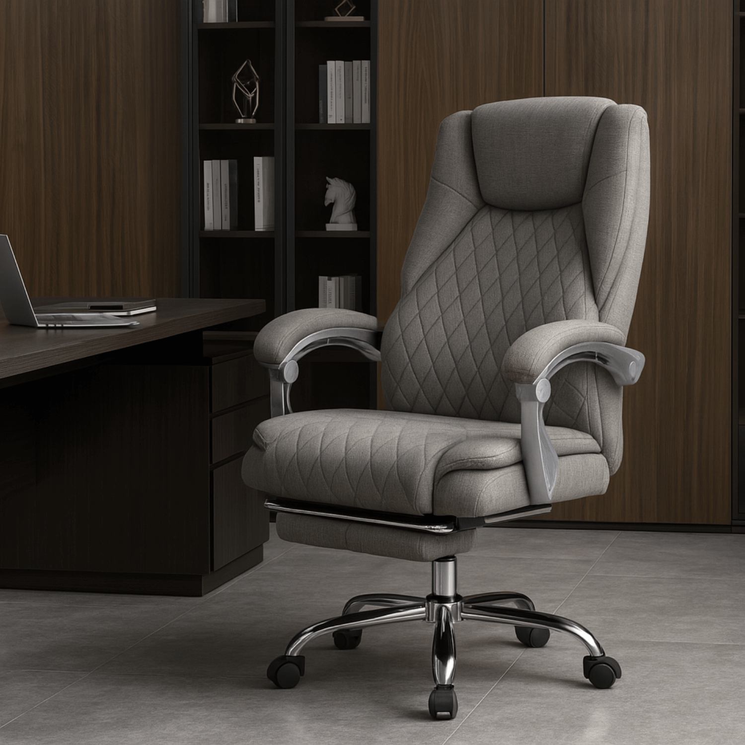 Fotel Biurowy Masujący z Funkcją Podgrzewania GIORGIO Obrotowy Szary Nowoczesny ME.GIORGIO/P/T/FO