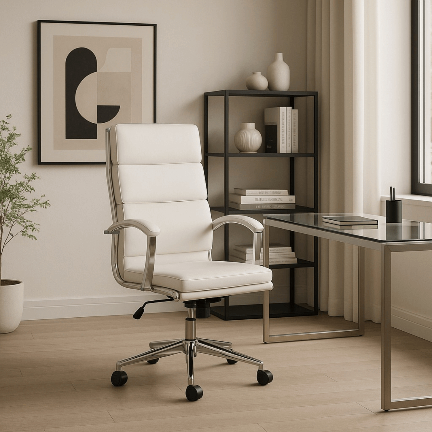 Fotel Biurowy CAMILO Obrotowy Biały Ekoskóra Nowoczesny ME.CAMILO/B/E/FO