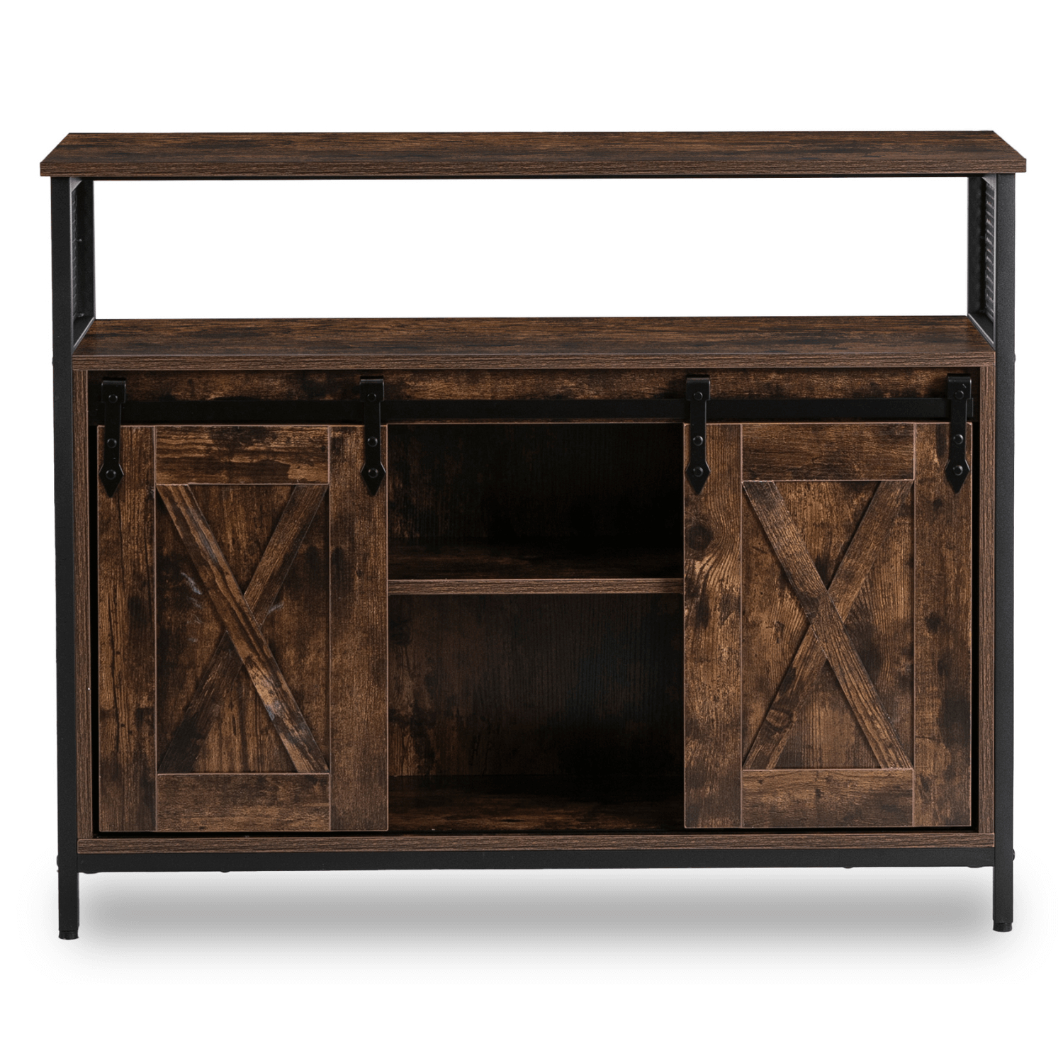 Komoda ARLO 100 cm z Półkami Dąb Rustykalny/Czarny Loftowa ME.ARLO/DRU/CZ/KOM