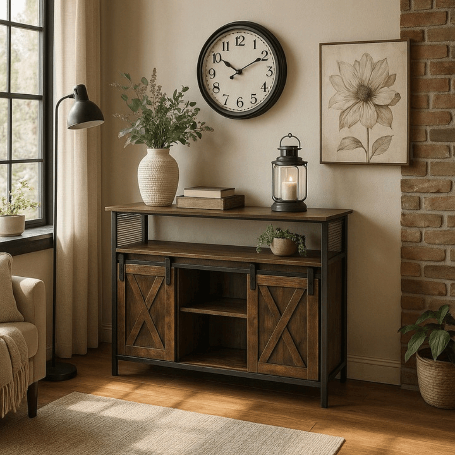 Komoda ARLO 100 cm z Półkami Dąb Rustykalny/Czarny Loftowa ME.ARLO/DRU/CZ/KOM