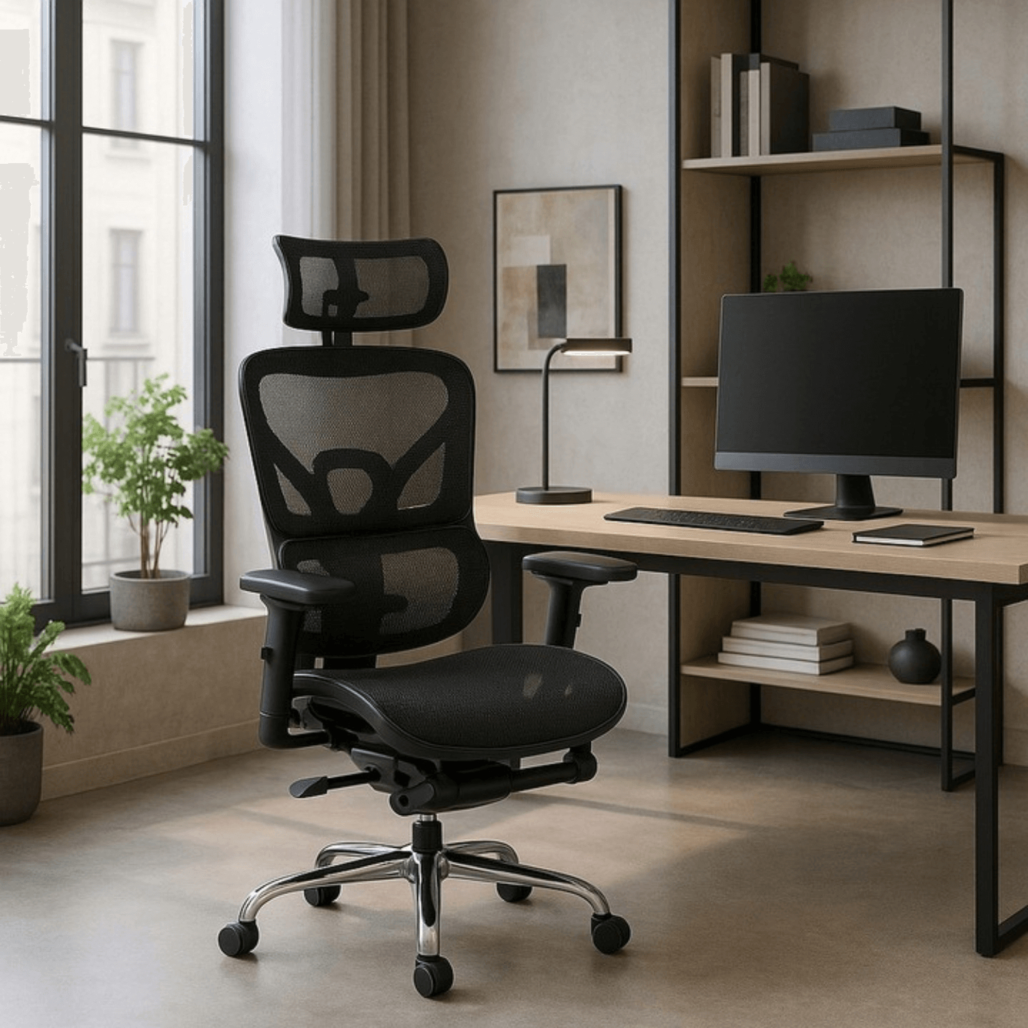 Fotel Biurowy Obrotowy KAIR Czarny Nowoczesny ME.KAIR/CZ/T/FO