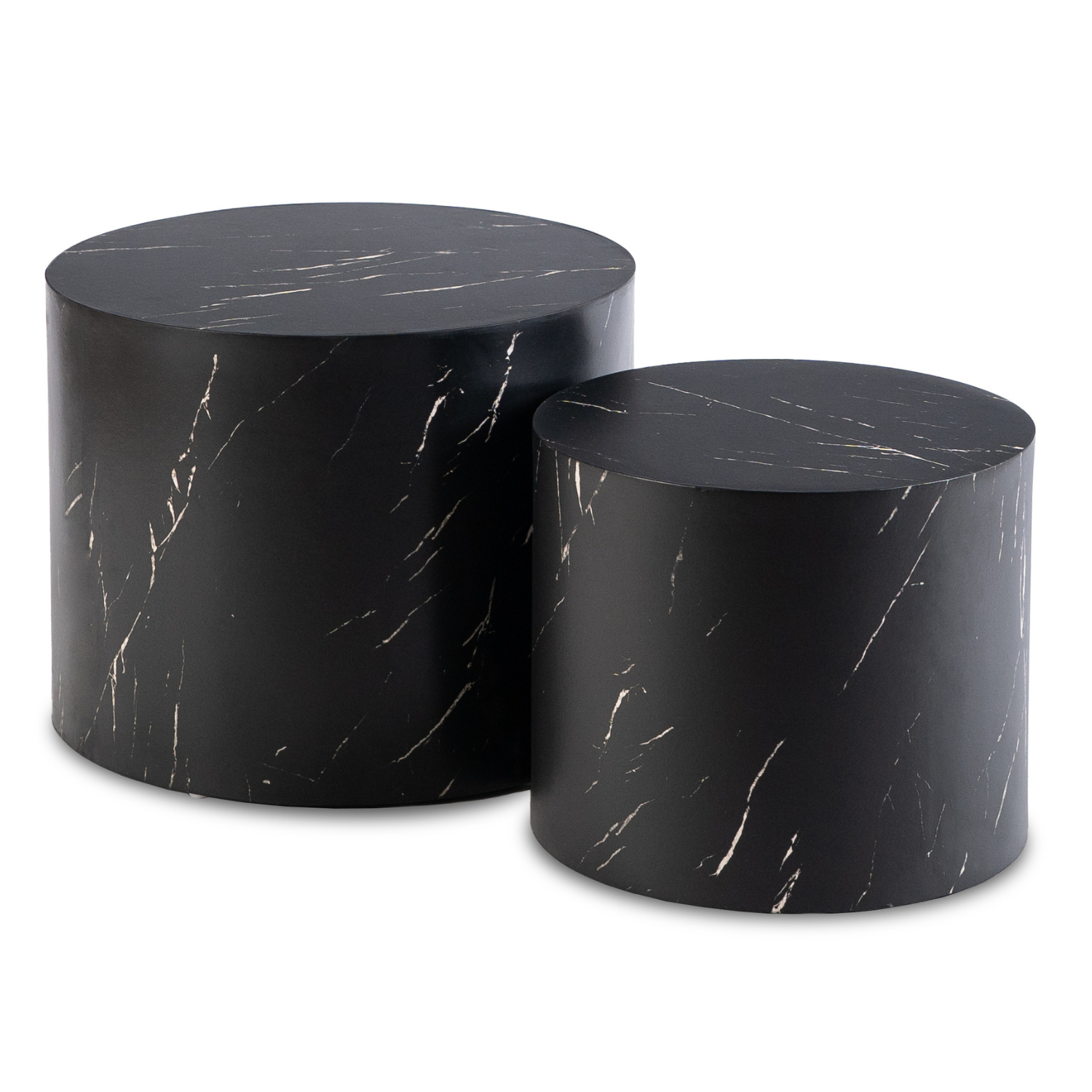 Zestaw Stolików Kawowych LEILA 38 cm/48 cm Czarny Marmur Nowoczesny Glamour ME.LEILA/CZM/L