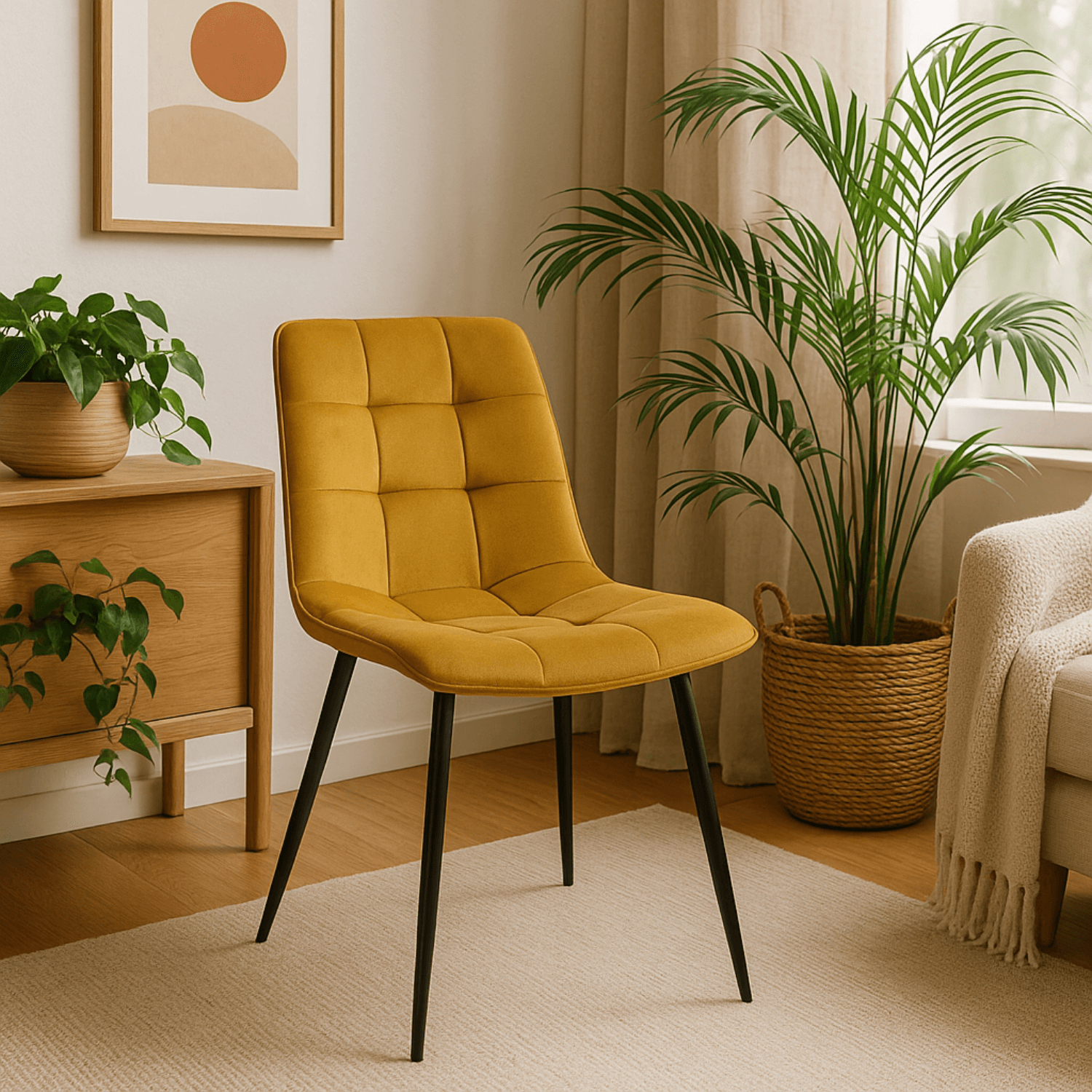 Zestaw 4x Krzesło Tapicerowane PERU do Jadalni Musztardowe Welurowe Nowoczesne Loft PERU/CU/V/Z4/K