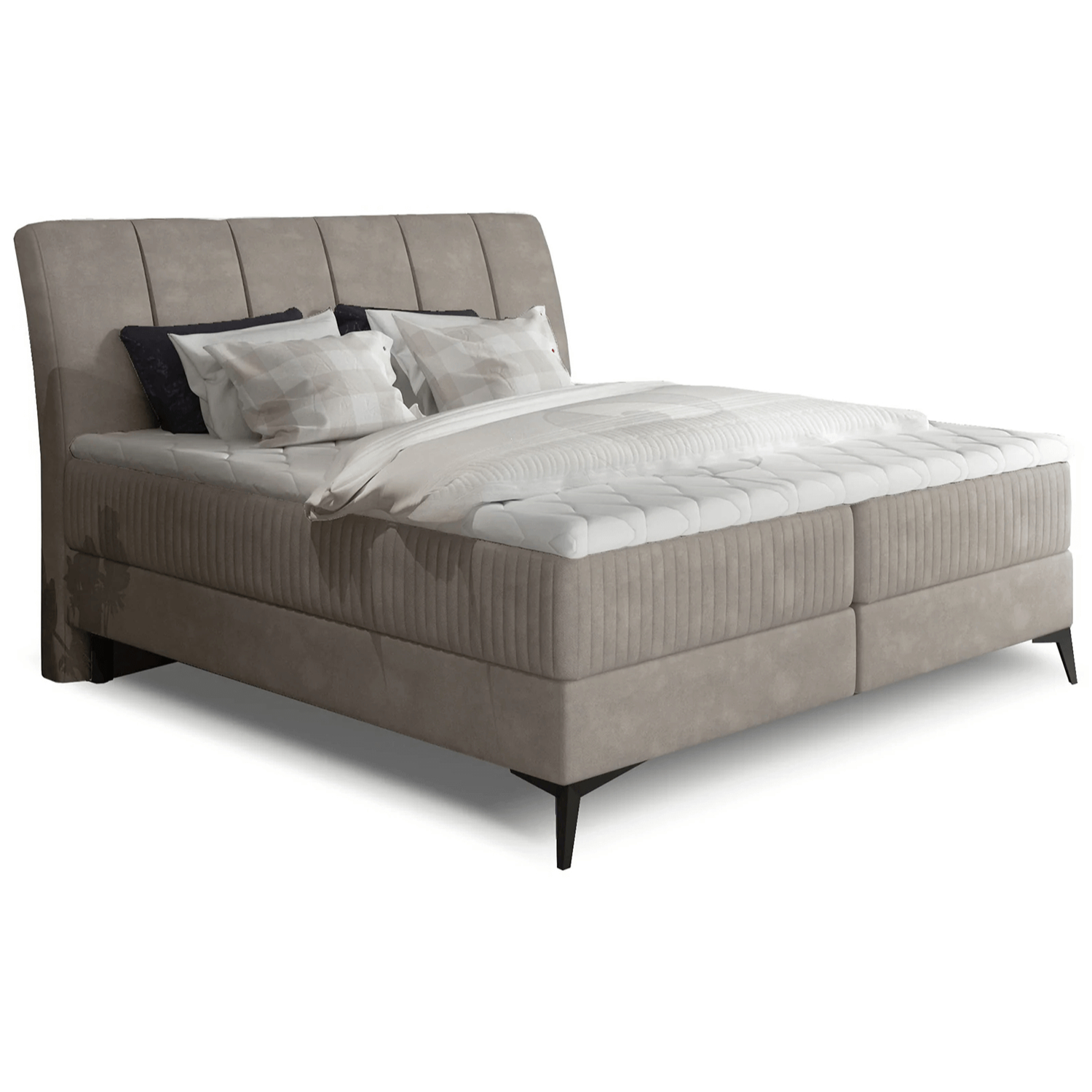 Łóżko Kontynentalne Tapicerowane ADERITO 180X200 Beżowe eltap.Adr_24_1.8