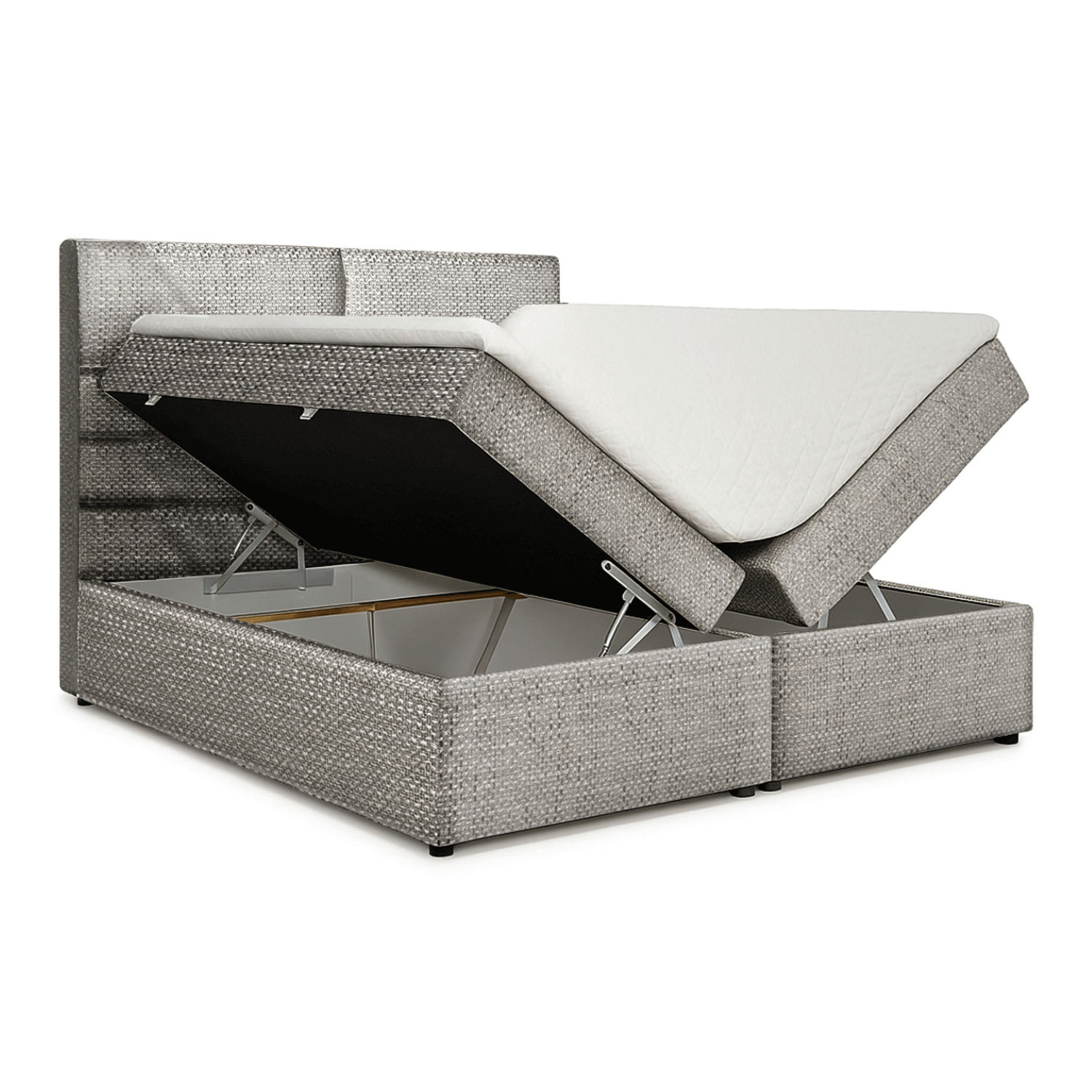 Łóżko Kontynentalne Tapicerowane AMBER 145x210 z Pojemnikiem Jasnoszare eltap.Amr_01_1.4