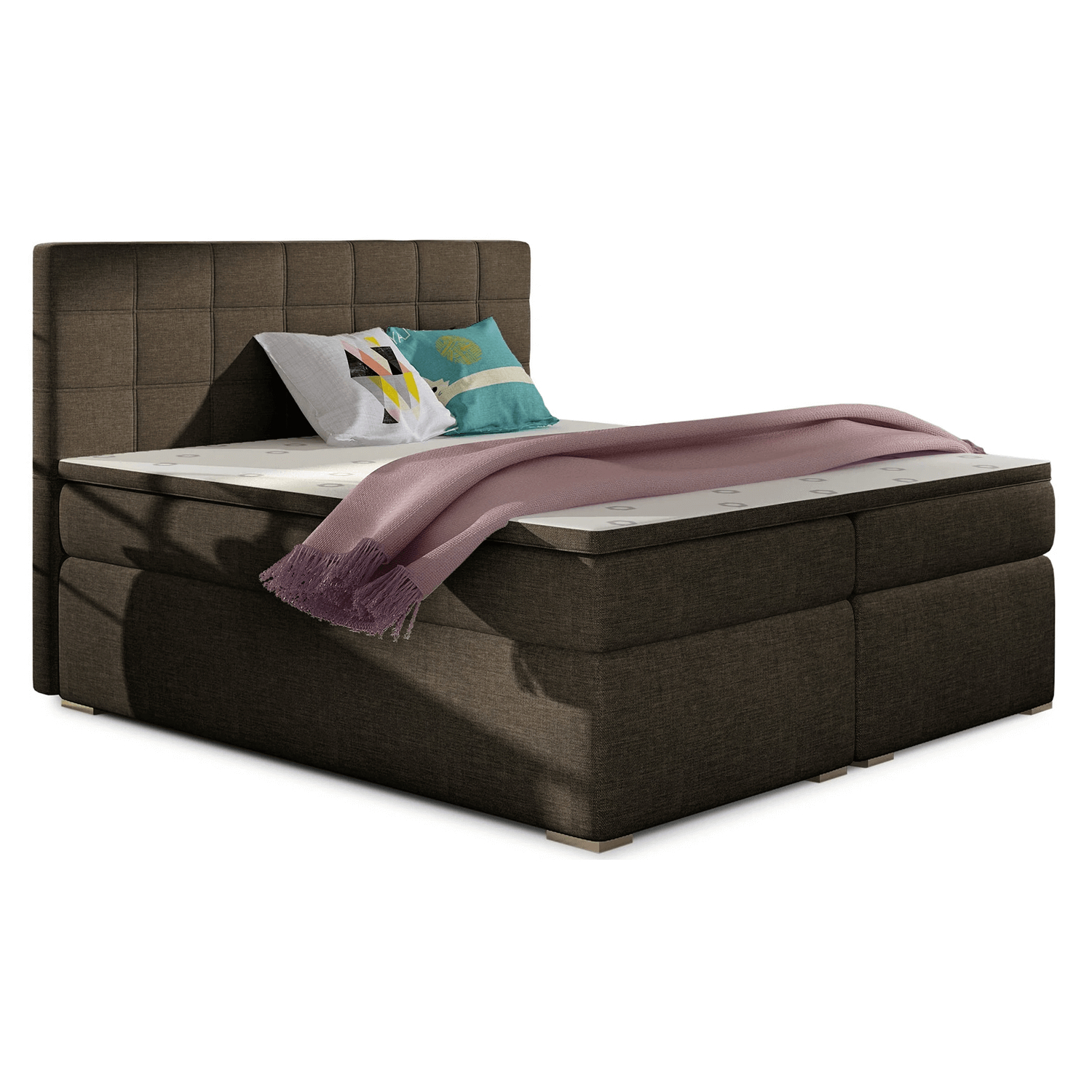 Łóżko Kontynentalne Tapicerowane ALICE 180x200 z Pojemnikiem Brązowe eltap.BA04_1.8