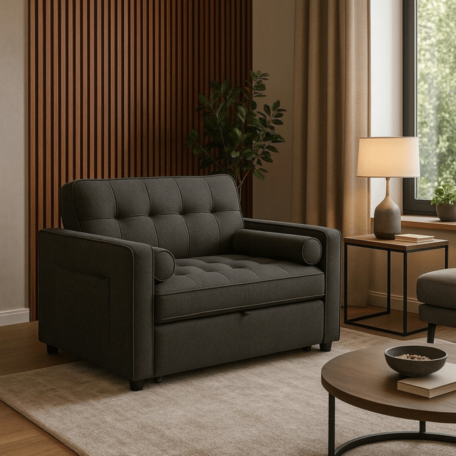 Fotel do Spania CORRA Rozkładany Amerykanka Czarny Nowoczesny ME.CORRA/CZ/T/SOF