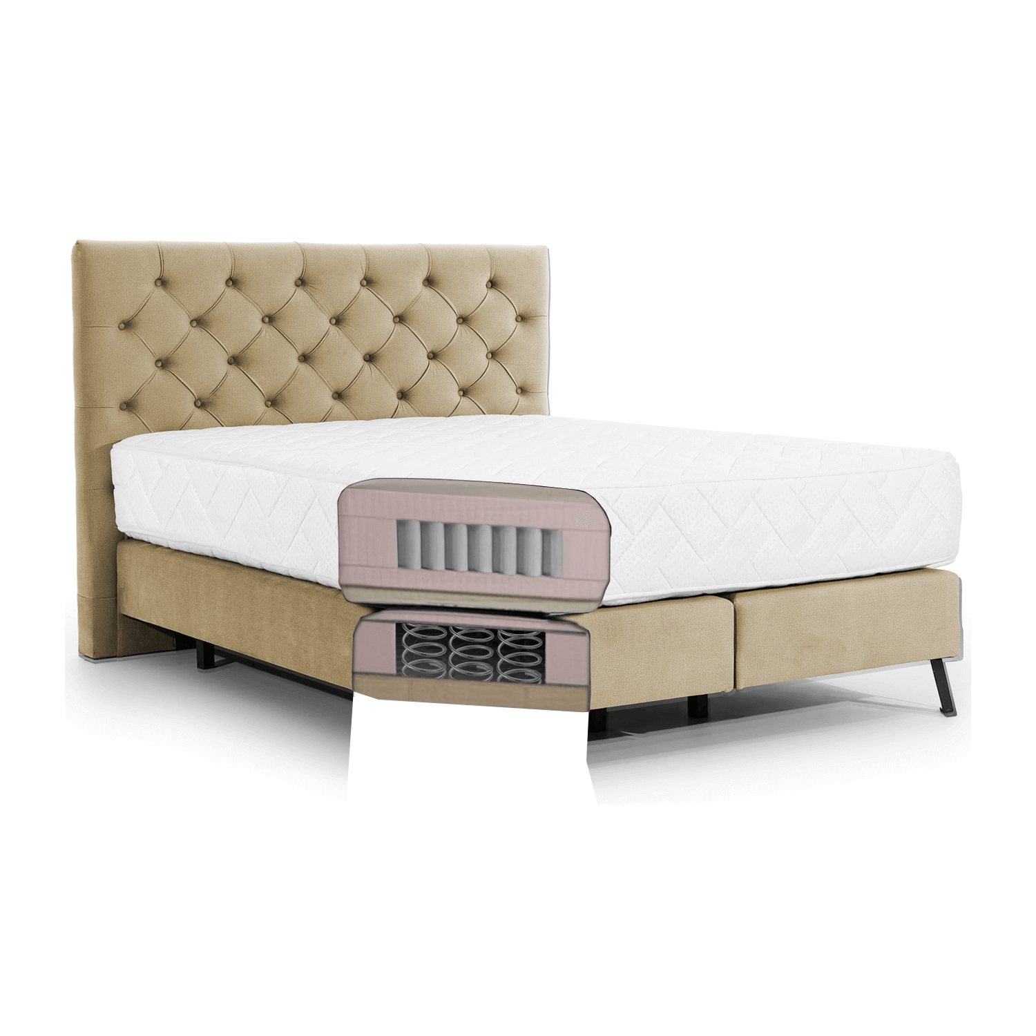 Łóżko Kontynentalne Tapicerowane CORTINA 140x200 Jasnobrązowe eltap.COR_01_1.4