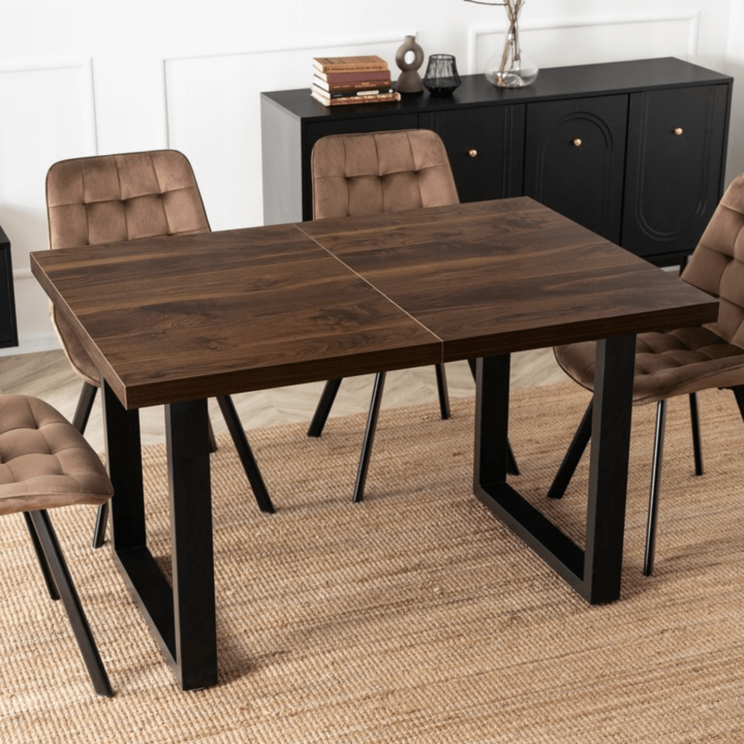 Stół Prostokątny Rozkładany TOMAS 130-230 cm Orzech/Czarny do Jadalni Nowoczesny Loft ME.TOMAS/O/S