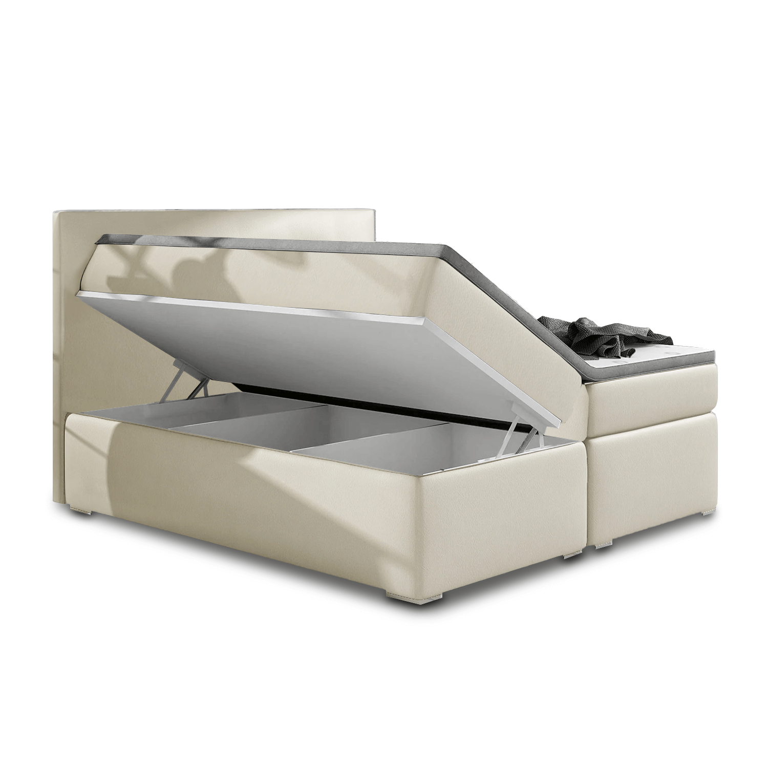 Łóżko Kontynentalne Tapicerowane DIVALO 140X200 z Pojemnikiem Beżowe eltap.BD07_1.4