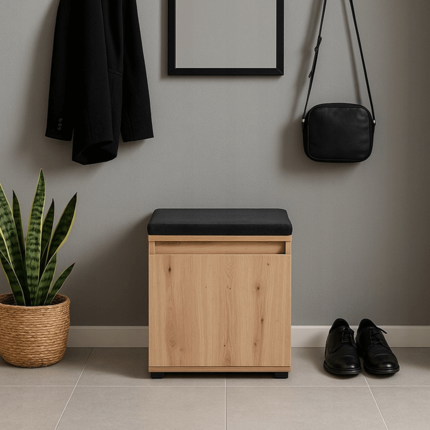 Szafka na Buty z Siedziskiem PARMA 50 cm do Przedpokoju Dąb Artisan/Grafit Loft W.PARMA/80/DA/SZAFK