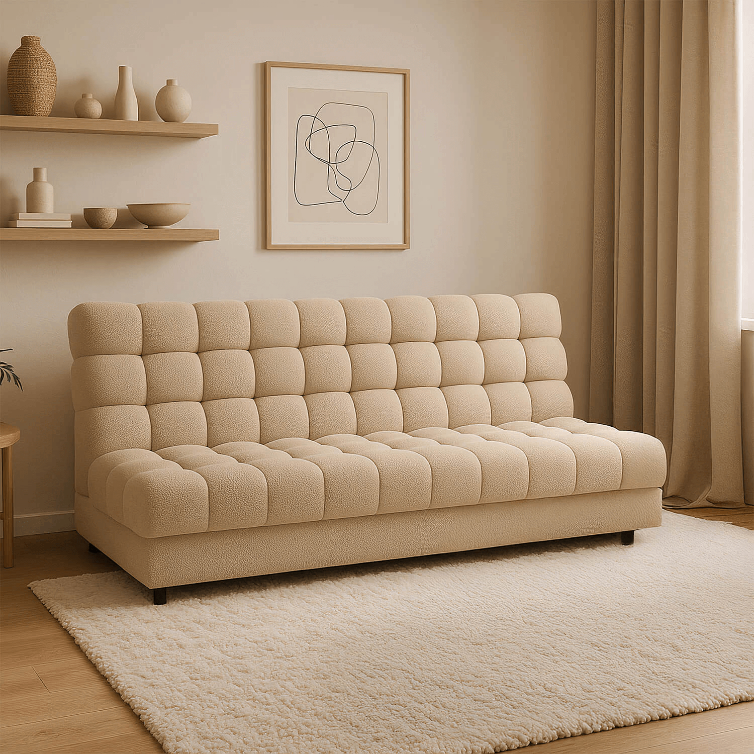 Sofa z Funkcją Spania CLARETA Rozkładana Beżowa Nowoczesna eltap.SO-CLA-18XIL