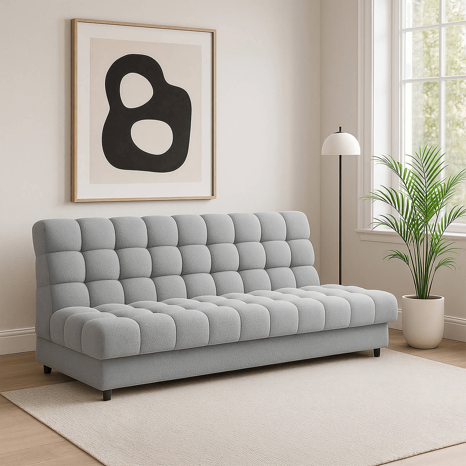 Sofa z Funkcją Spania CLARETA Rozkładana Jasnoszara Nowoczesna eltap.SO-CLA-04XIL
