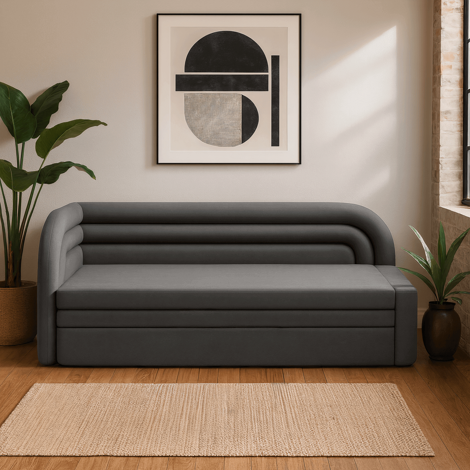 Sofa Tapczan z Funkcją Spania FABILLO Rozkładana Lewostronna Szara Nowoczesna eltap.SO-FAB-LT-06SO