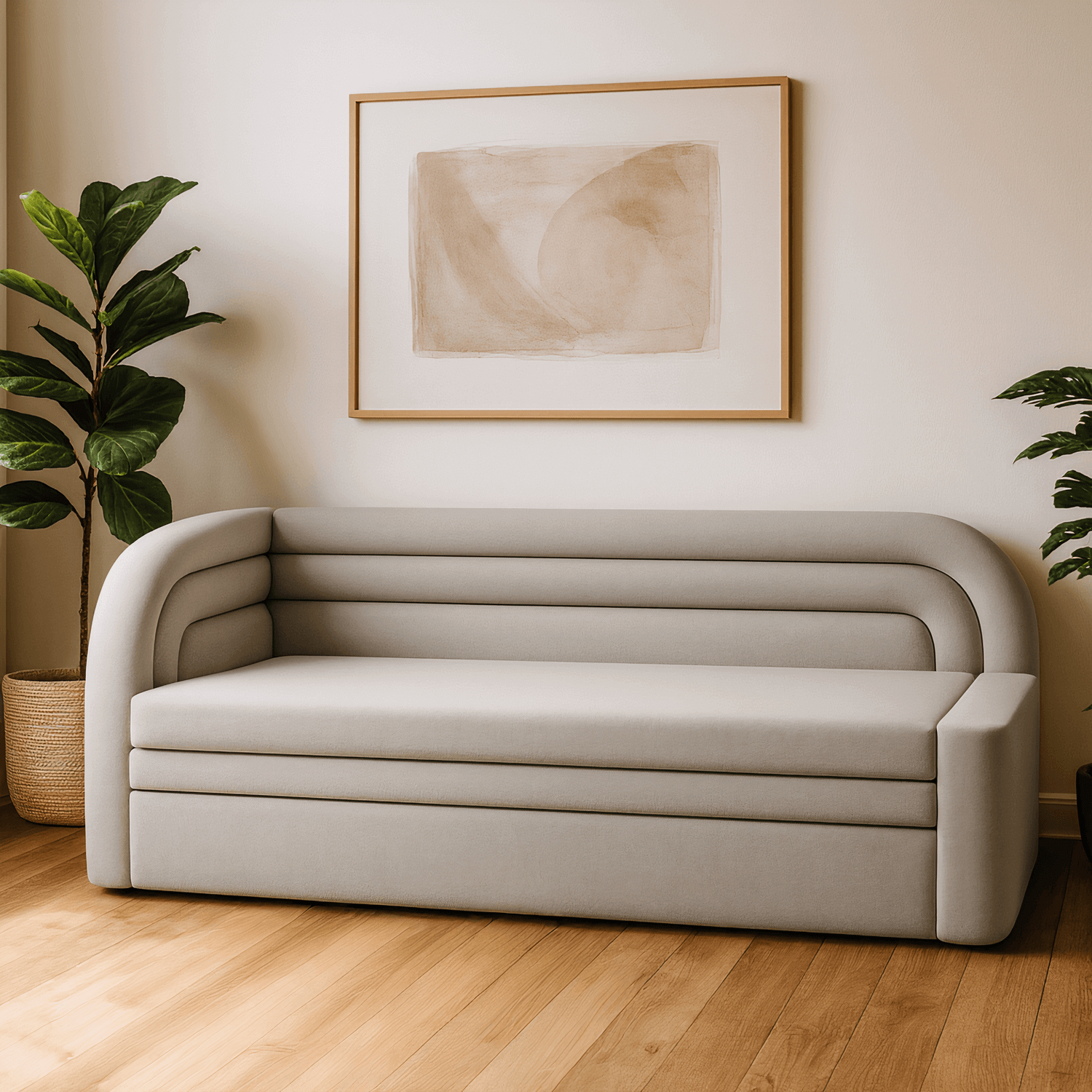 Sofa Tapczan z Funkcją Spania FABILLO Rozkładana Lewostronna Beżowa Nowoczesna eltap.SO-FAB-LT-18SO