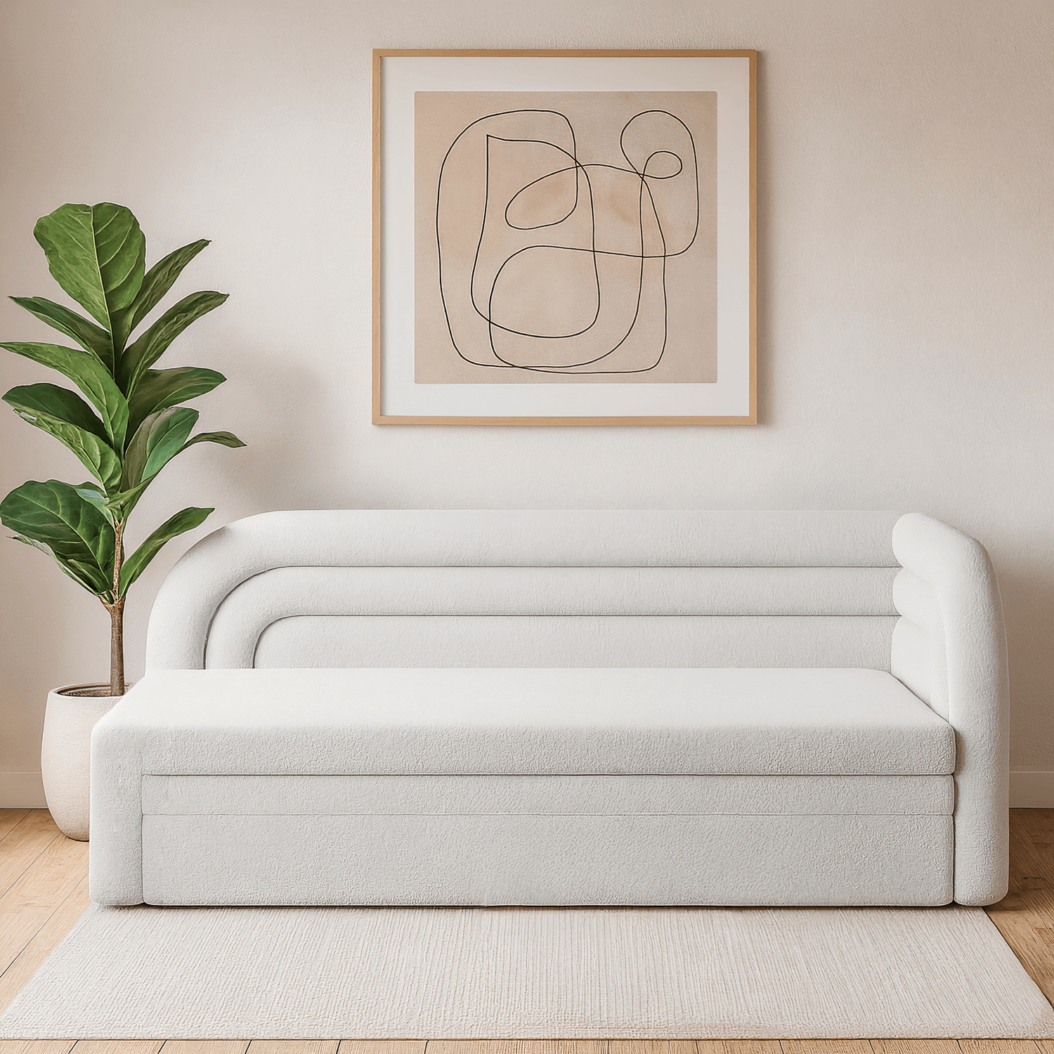 Sofa z Funkcją Spania FABILLO Rozkładana Prawostronna Biała Nowoczesna eltap.SO-FAB-RT-01ROY
