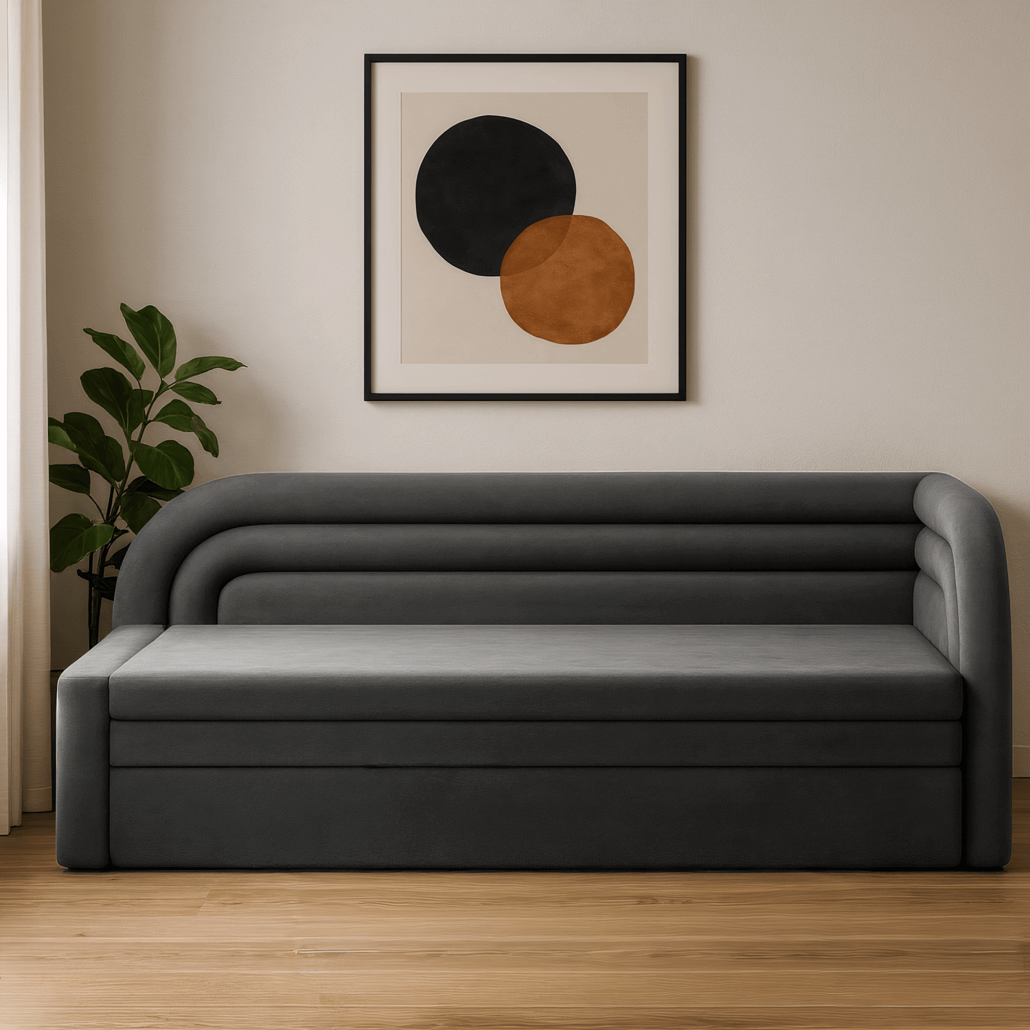Sofa z Funkcją Spania FABILLO Rozkładana Prawostronna Szara Nowoczesna eltap.SO-FAB-RT-06SO