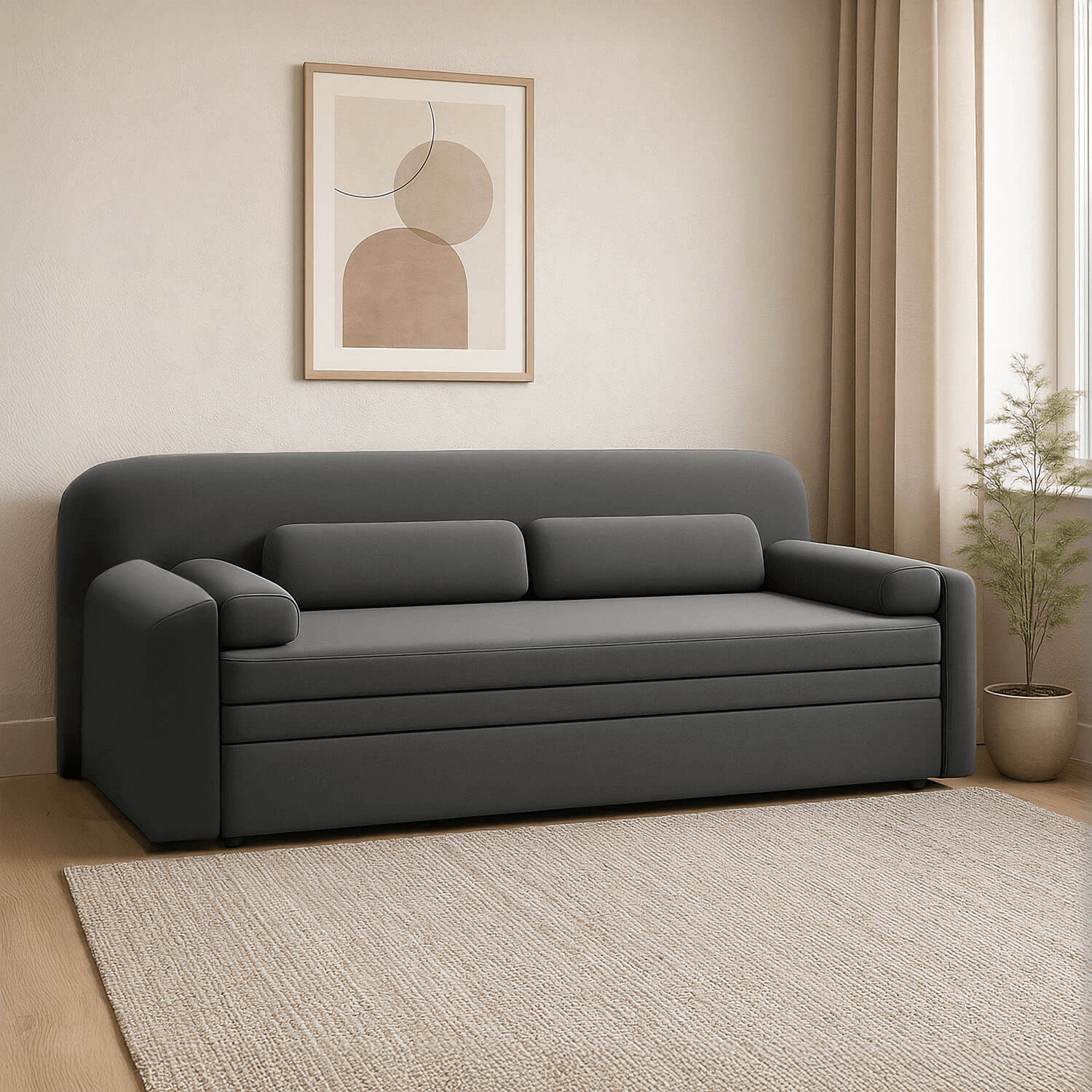 Sofa z Funkcją Spania ELIOSS Rozkładana Ciemnoszara Nowoczesna eltap.SO-ELIO-06SO