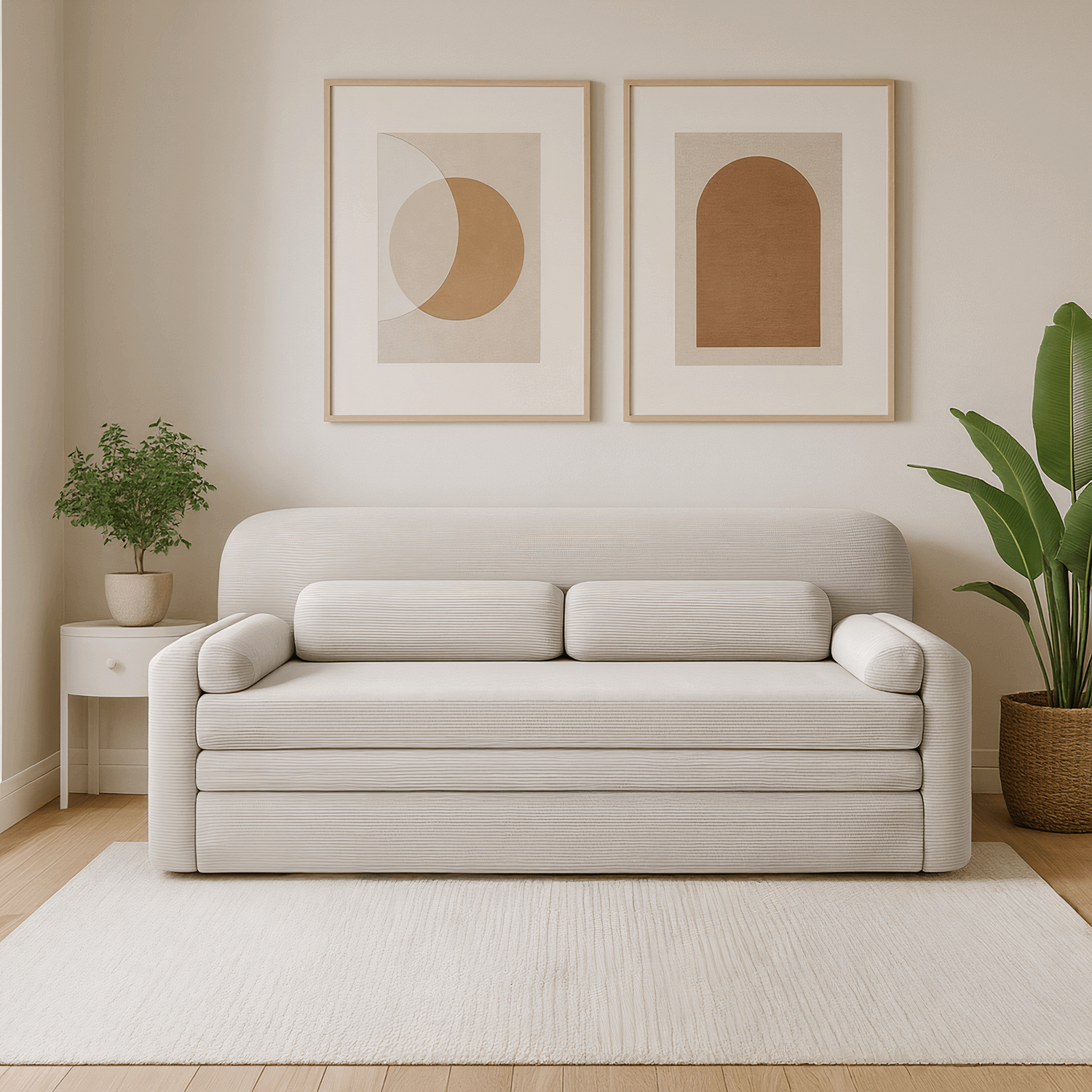 Sofa z Funkcją Spania ELIOSS Rozkładana Jasnobeżowa Nowoczesna eltap.SO-ELIO-18TAB