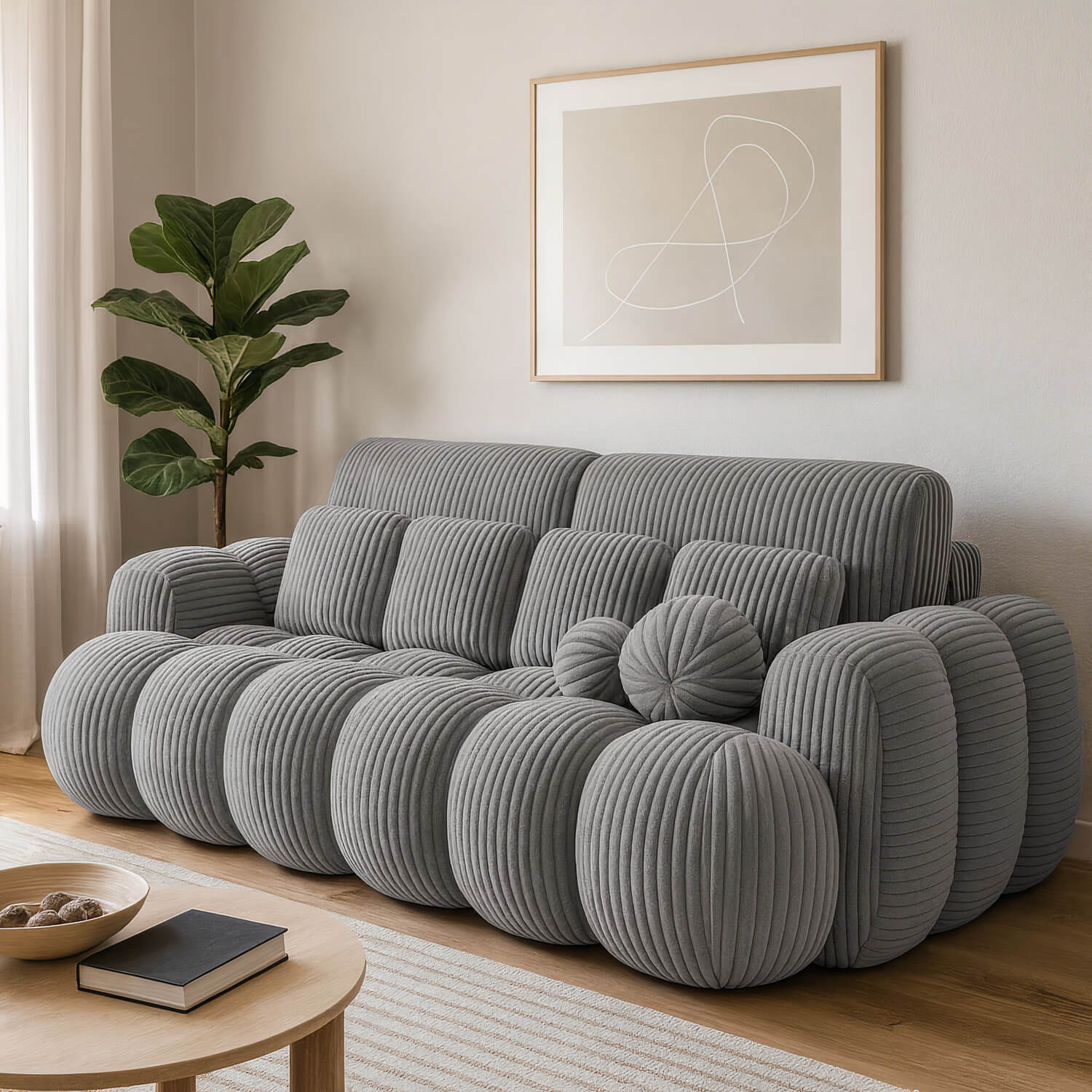Sofa z Funkcją Spania COTONN Rozkładana Szara Sztruksowa Nowoczesna eltap.SO-COT-03MOD