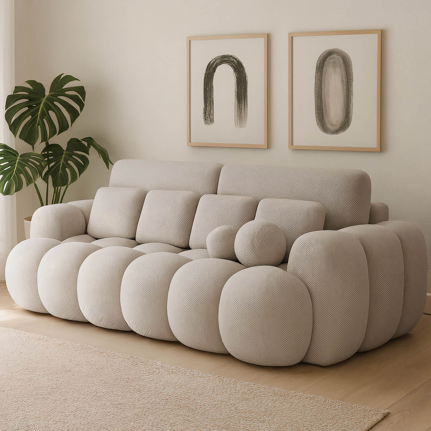 Sofa z Funkcją Spania COTONN Rozkładana Beżowa Nowoczesna eltap.SO-COT-18CAL
