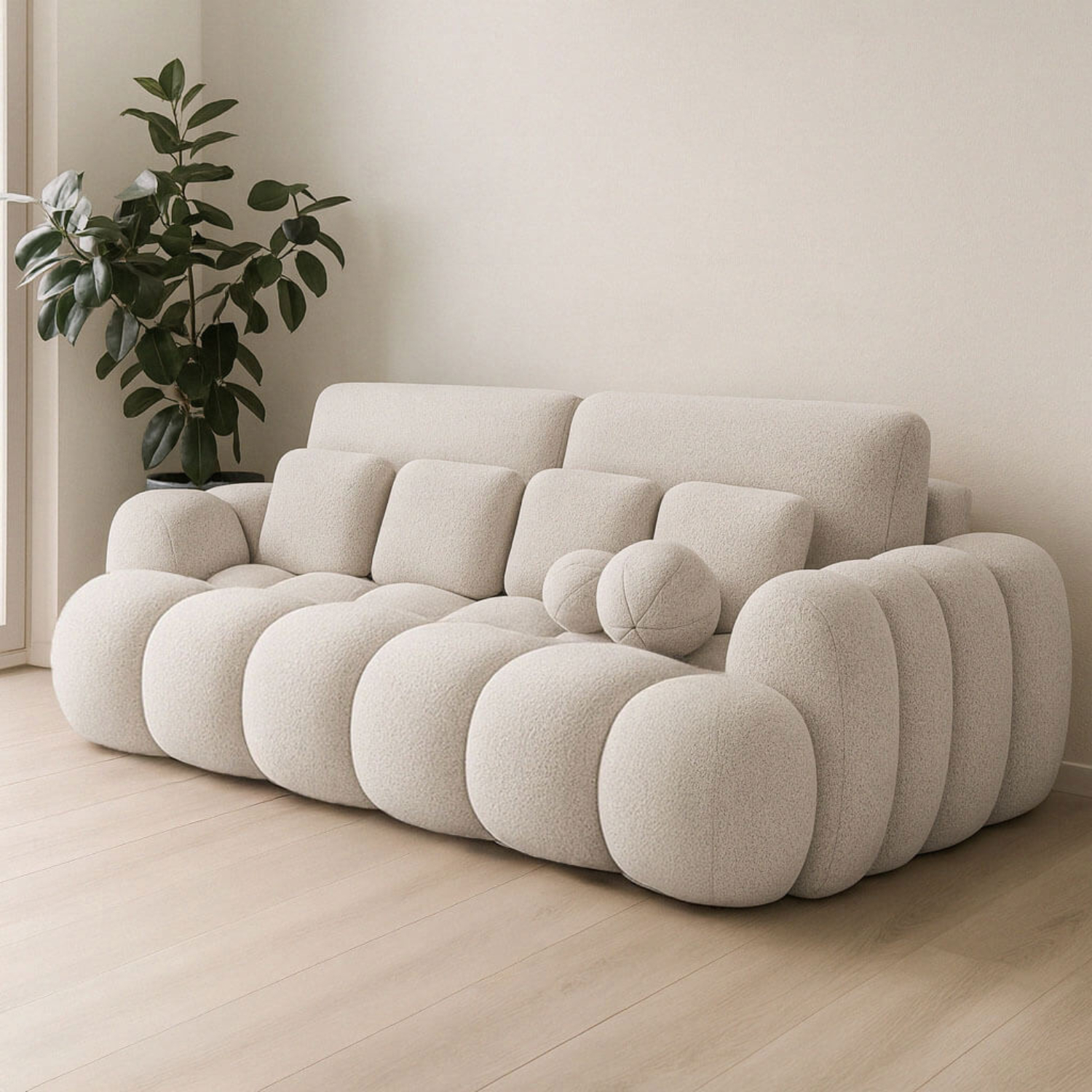 Sofa z Funkcją Spania COTONN Rozkładana Jasnobeżowa Nowoczesna eltap.SO-COT-18ROY
