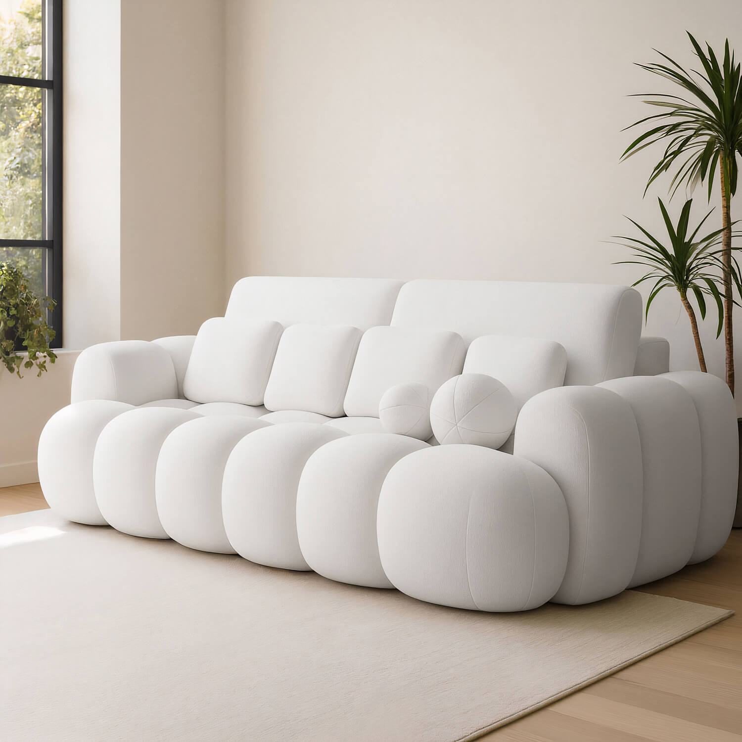 Sofa z Funkcją Spania COTONN Rozkładana Biała Nowoczesna eltap.SO-COT-01PAO