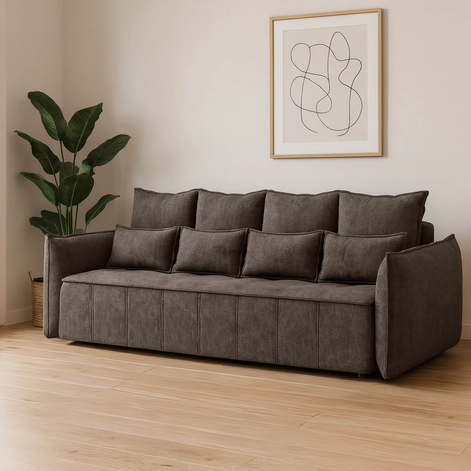 Sofa z Funkcją Spania WELTTON Rozkładana Brązowa Nowoczesna eltap.SO-WEL-22NU