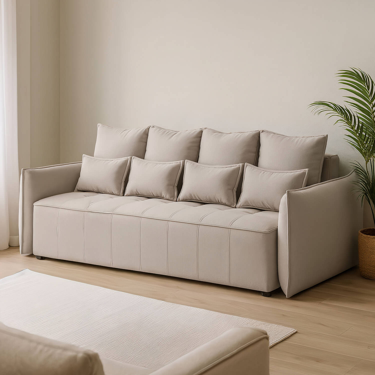 Sofa z Funkcją Spania WELTTON Rozkładana Jasnobeżowa Nowoczesna eltap.SO-WEL-18SO