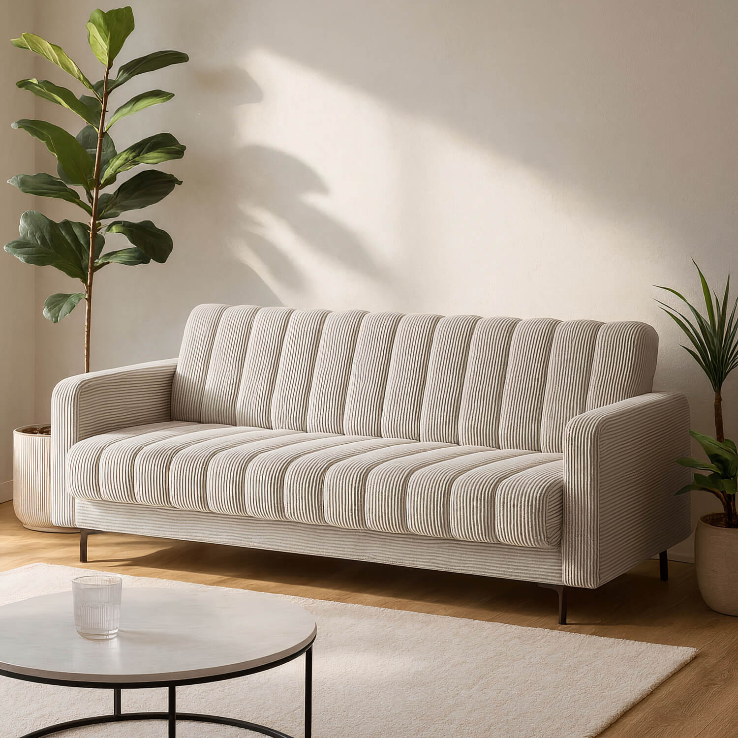 Sofa z Funkcją Spania RONEYY Rozkładana Jasnobeżowa Nowoczesna eltap.SO-RON-18JAR
