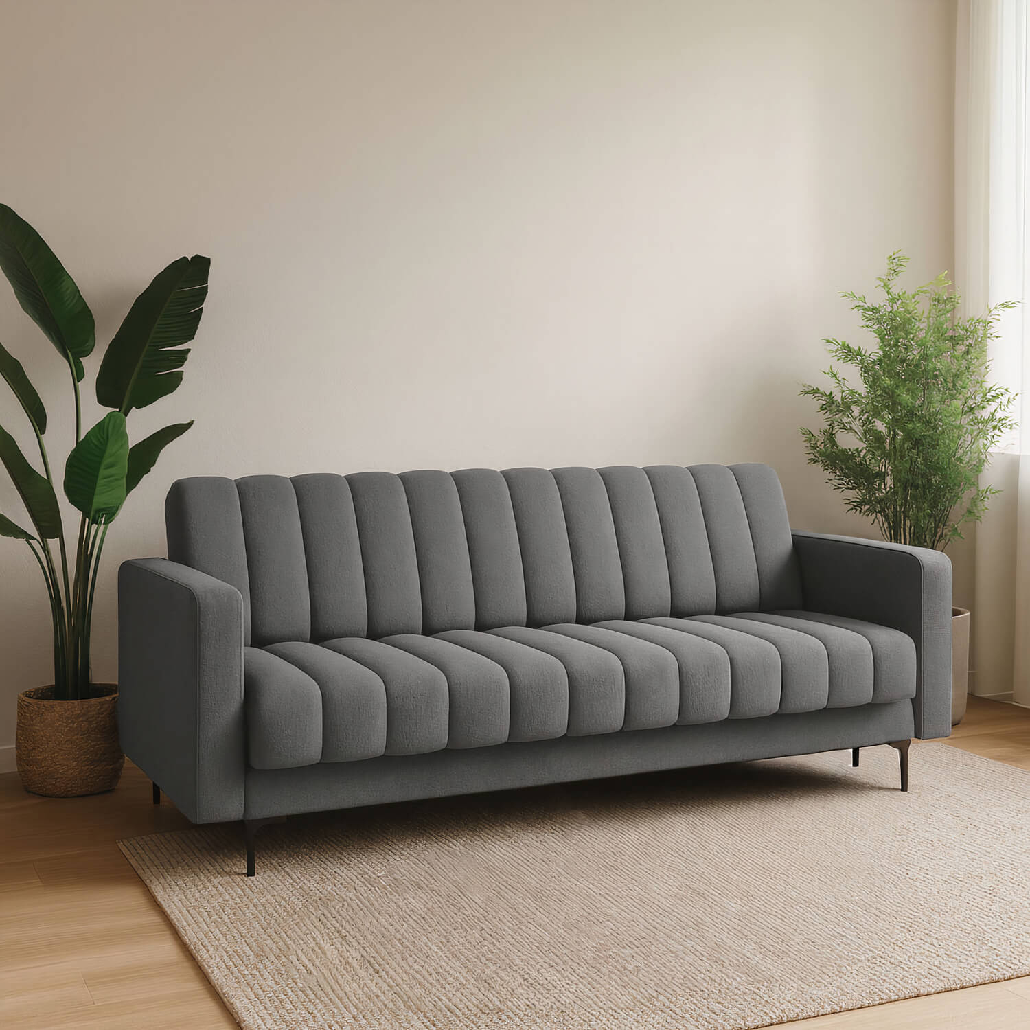 Sofa z Funkcją Spania RONEYY Rozkładana Ciemnoszara Nowoczesna eltap.SO-RON-06SO