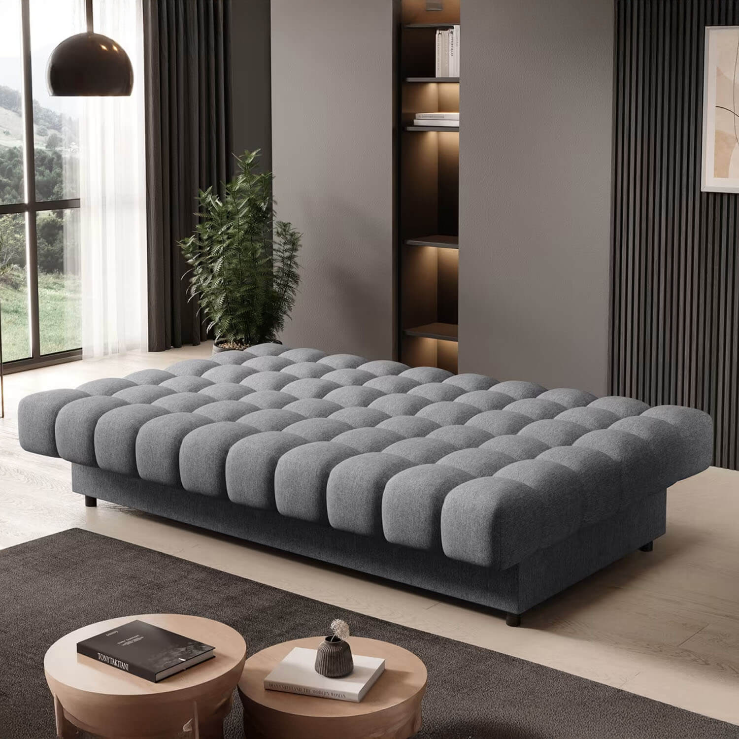 Sofa z Funkcją Spania CLARETA Rozkładana Szara Nowoczesna eltap.SO-CLA-04PO