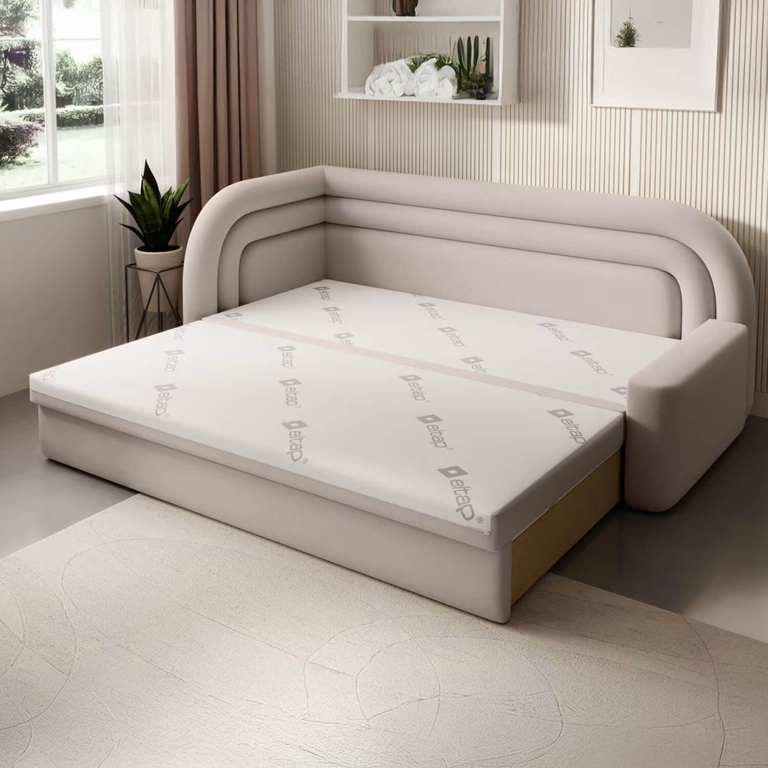 Sofa z Funkcją Spania FABILLO Rozkładana Lewostronna Beżowa Nowoczesna eltap.SO-FAB-LT-18SO