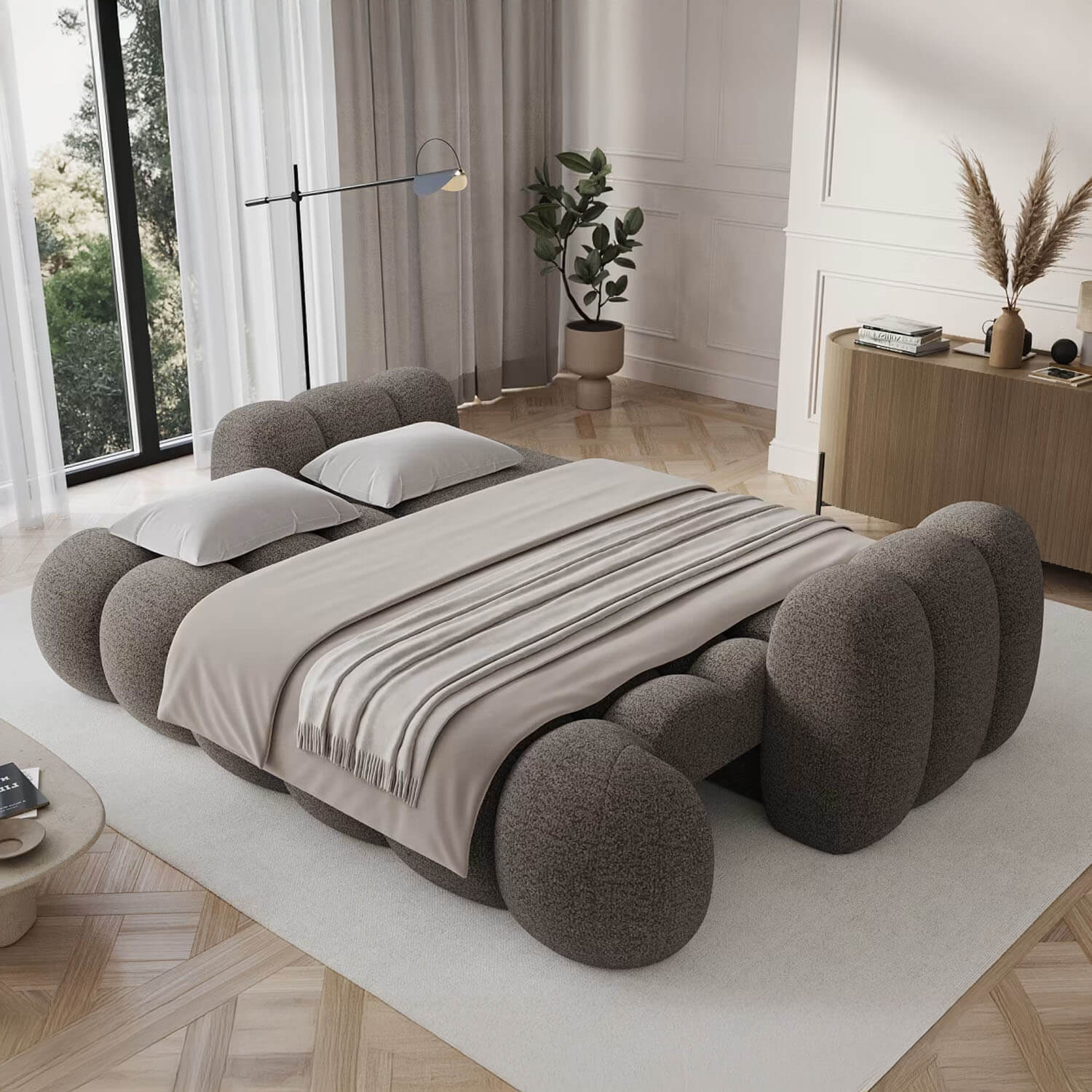 Sofa z Funkcją Spania COTONN Rozkładana Brązowa Nowoczesna eltap.SO-COT-20ROY