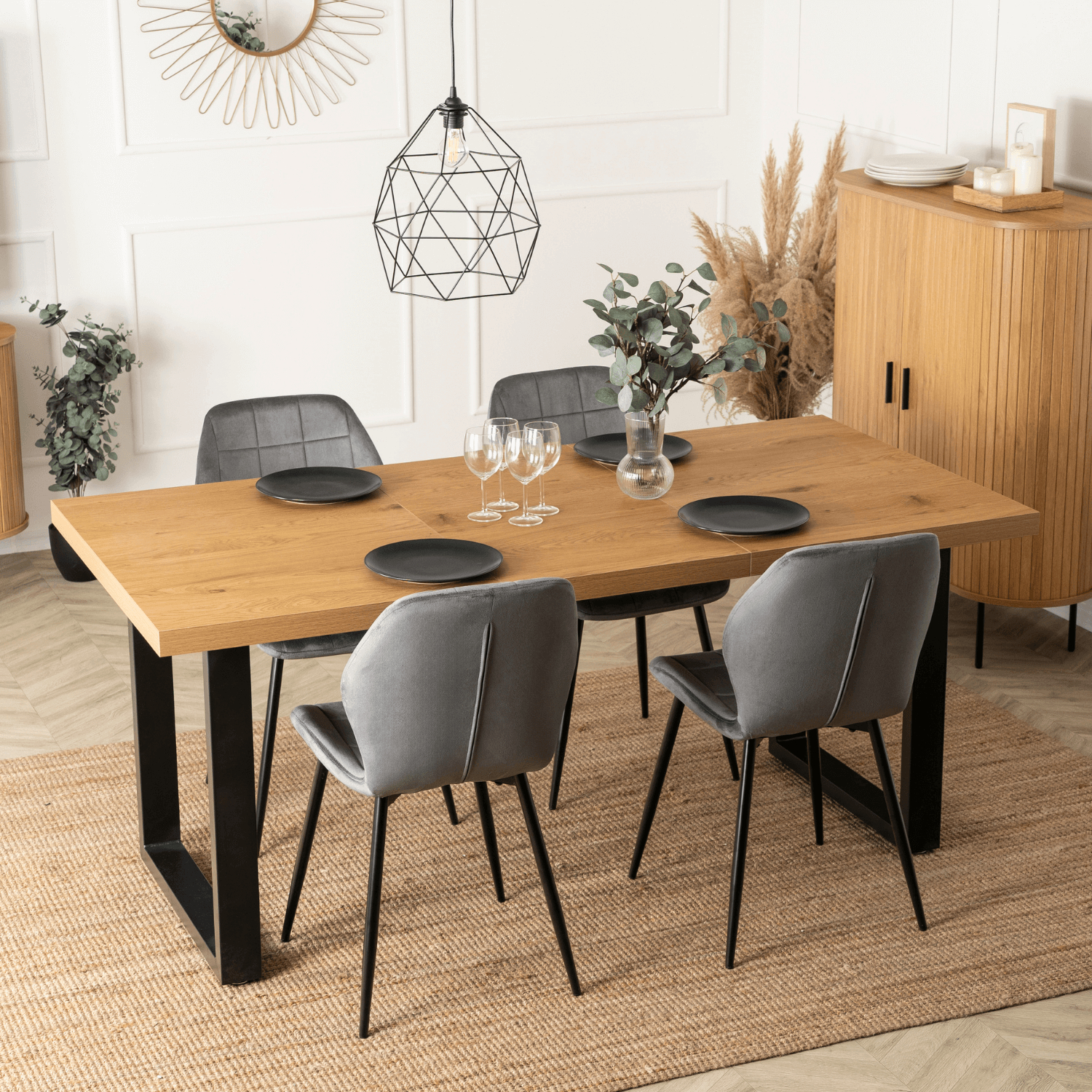 Stół Prostokątny Rozkładany TOMAS 130-230 cm Dąb Złoty/Czarny do Jadalni Nowoczesny Loft ME.TOMAS/DZ/S