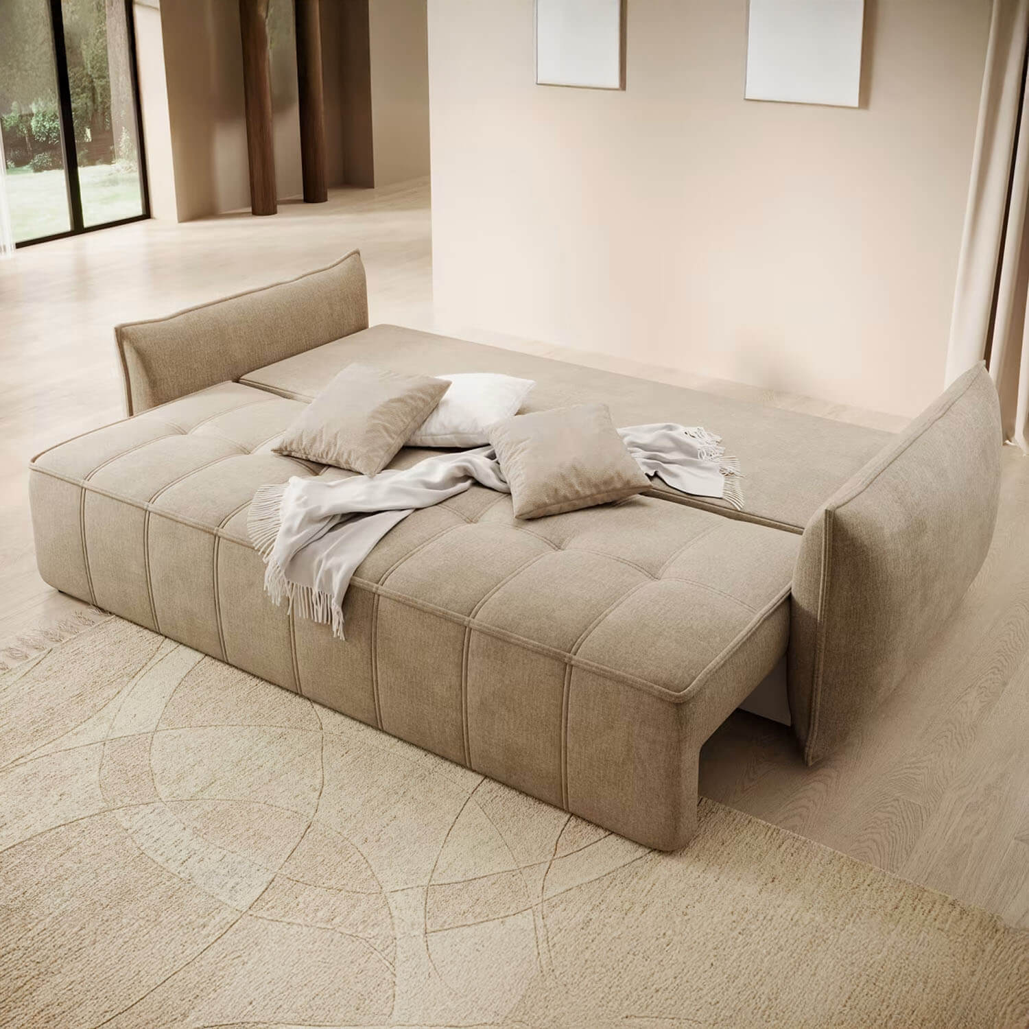 Sofa z Funkcją Spania WELTTON Rozkładana Beżowa Nowoczesna eltap.SO-WEL-20NU
