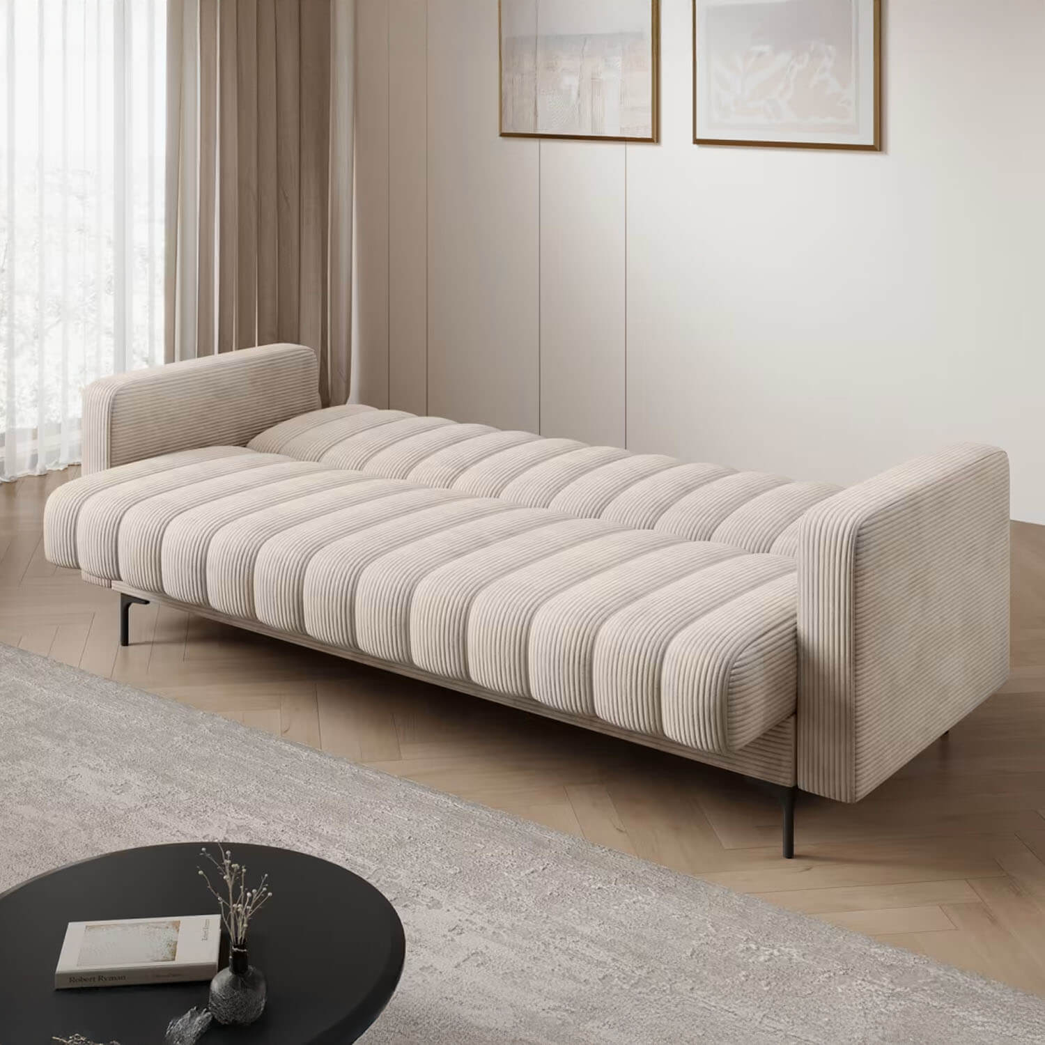 Sofa z Funkcją Spania RONEYY Rozkładana Jasnobeżowa Nowoczesna eltap.SO-RON-18JAR