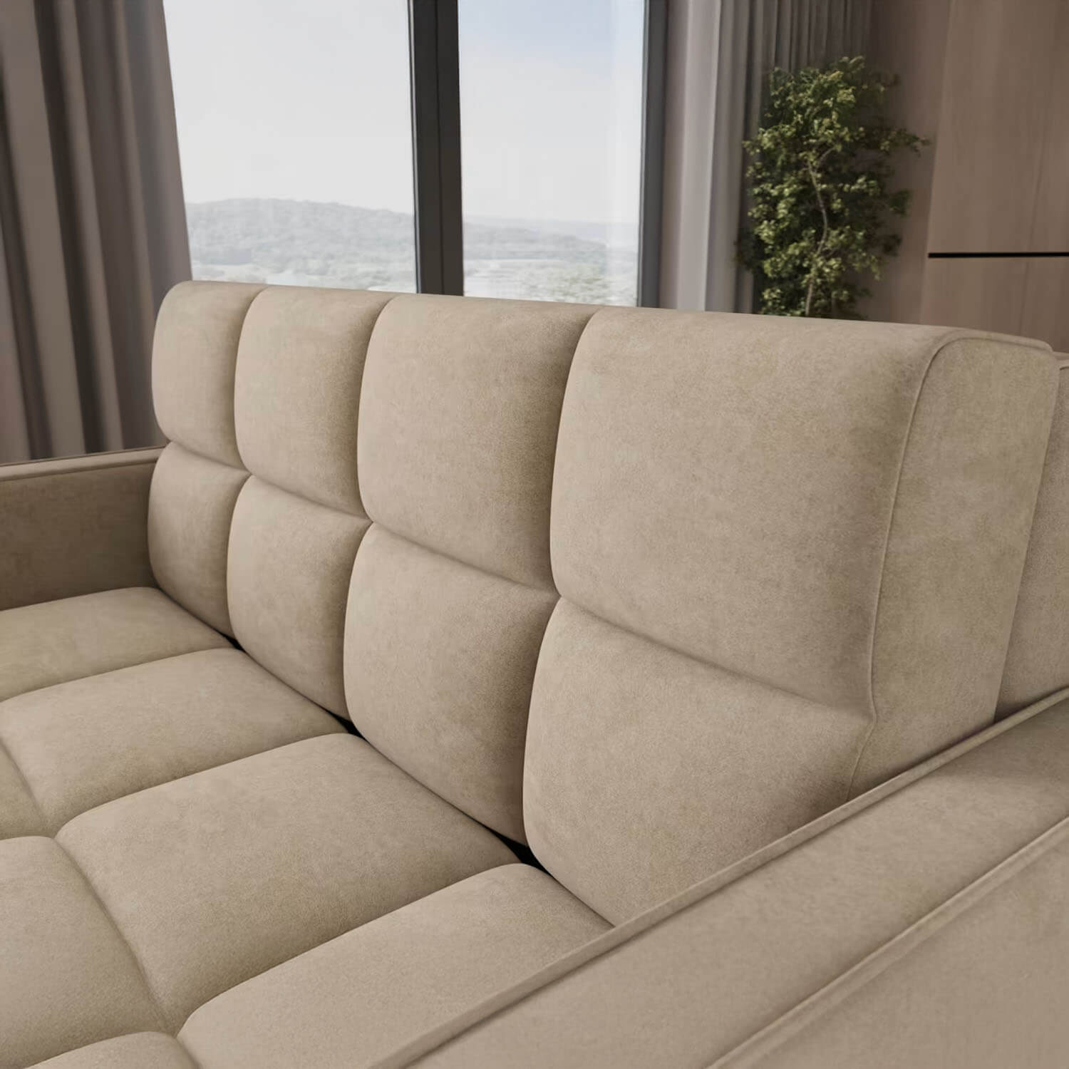 Sofa z Funkcją Spania DEVERIO 3-osobowa Rozkładana Beżowa Nowoczesna eltap.SO-DEV-18AU