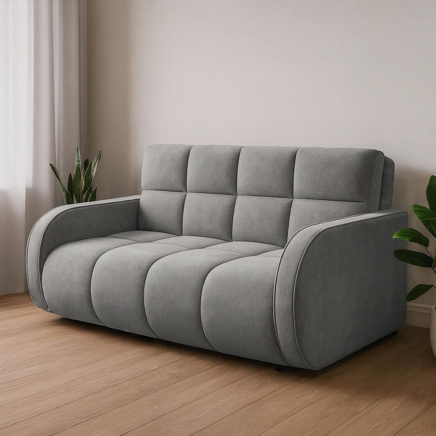 Sofa z Funkcją Spania DEVERIO 3-osobowa Rozkładana Szara Nowoczesna eltap.SO-DEV-03PO