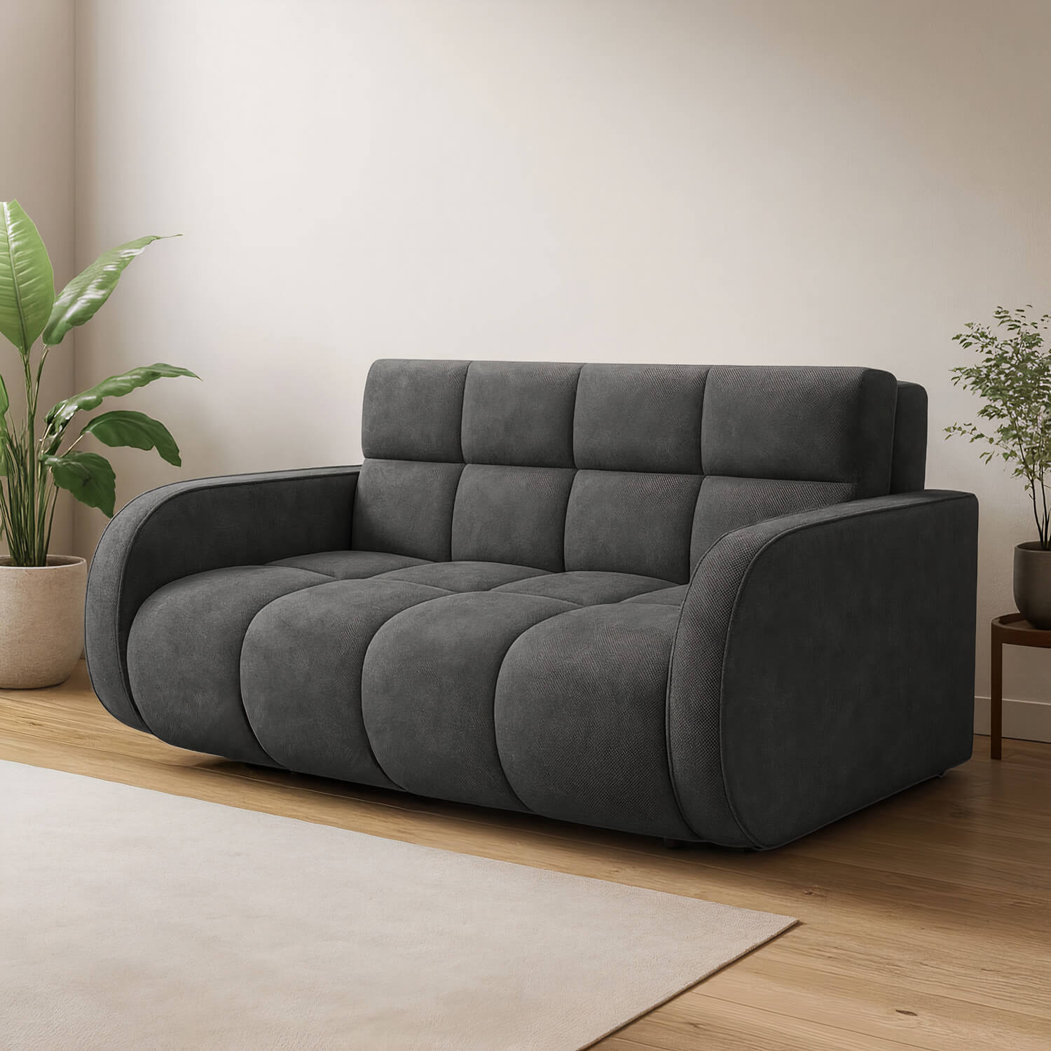 Sofa z Funkcją Spania DEVERIO 3-osobowa Rozkładana Ciemnoszara Nowoczesna eltap.SO-DEV-04PO