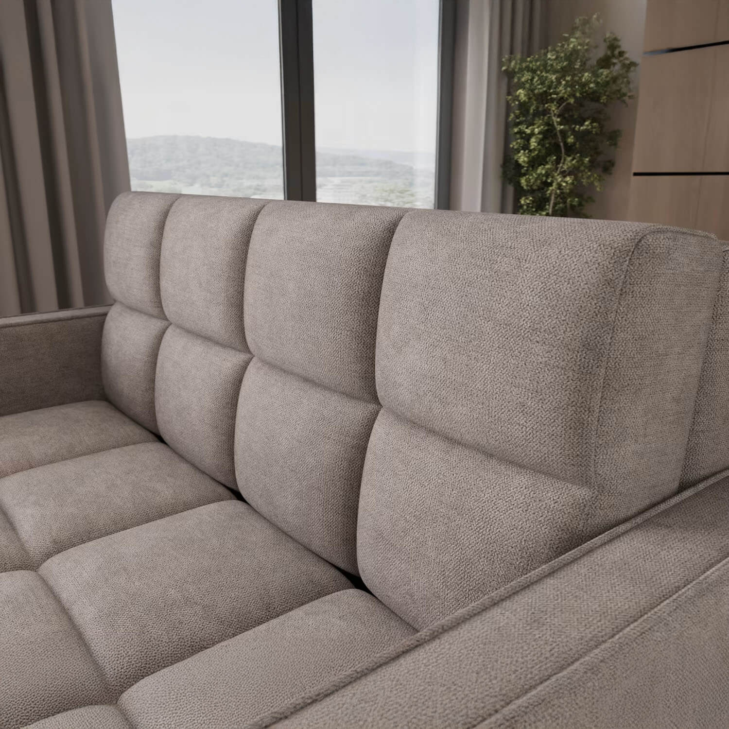Sofa z Funkcją Spania DEVERIO 3-osobowa Rozkładana Ciemnobeżowa Nowoczesna eltap.SO-DEV-07PO