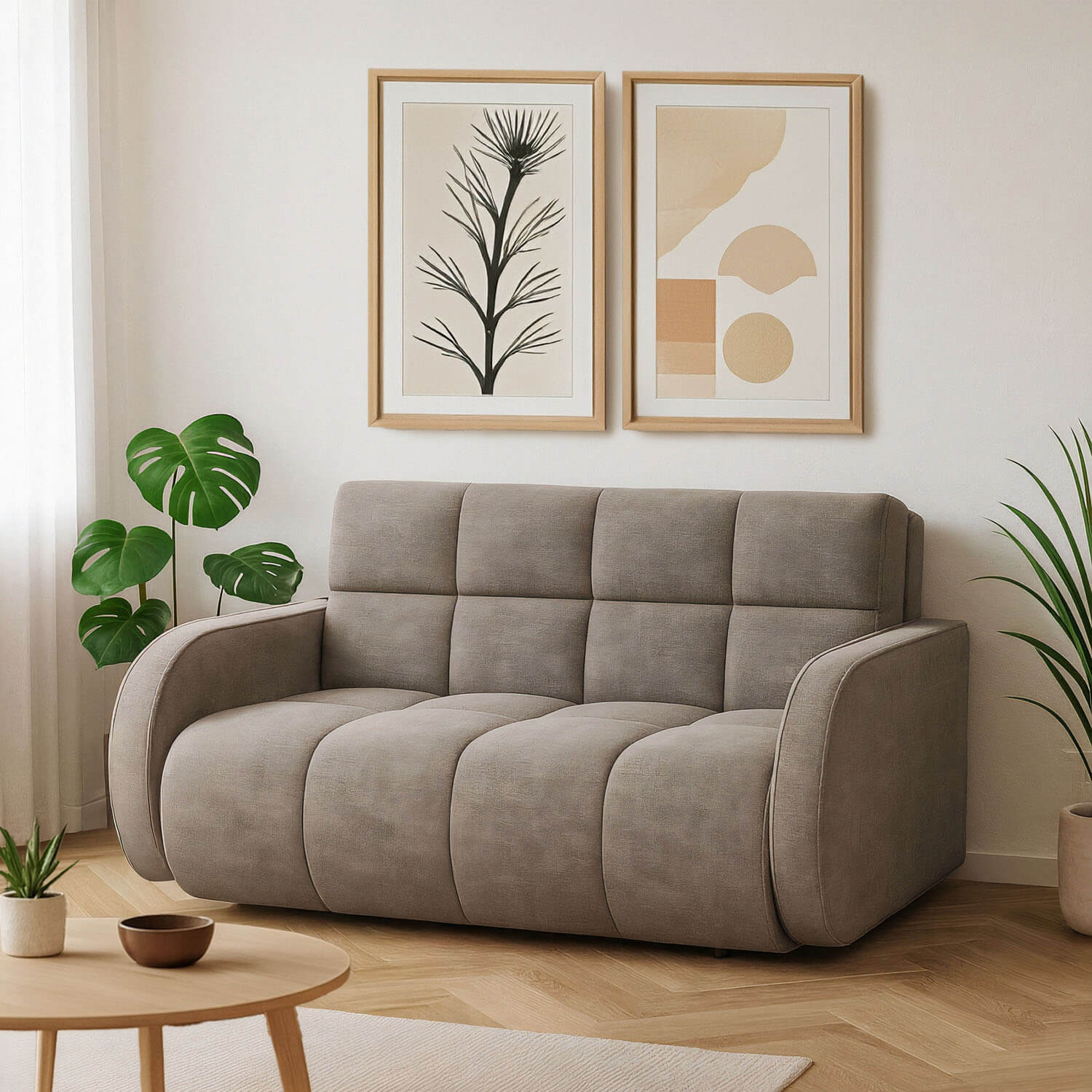 Sofa z Funkcją Spania DEVERIO 3-osobowa Rozkładana Ciemnobeżowa Nowoczesna eltap.SO-DEV-07PO