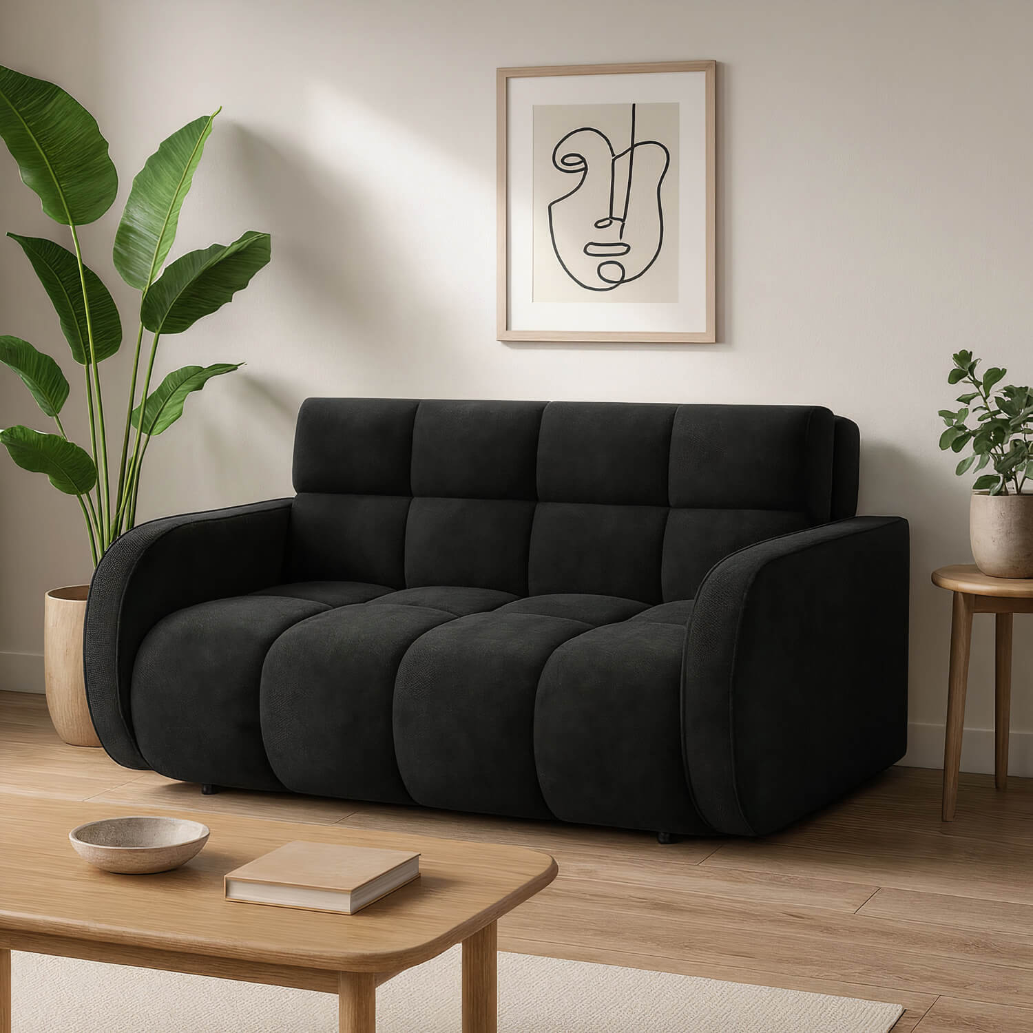Sofa z Funkcją Spania DEVERIO 3-osobowa Rozkładana Czarna Nowoczesna eltap.SO-DEV-10PO