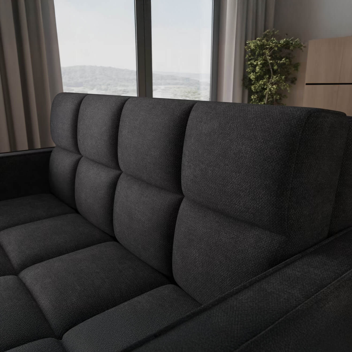 Sofa z Funkcją Spania DEVERIO 3-osobowa Rozkładana Czarna Nowoczesna eltap.SO-DEV-10PO
