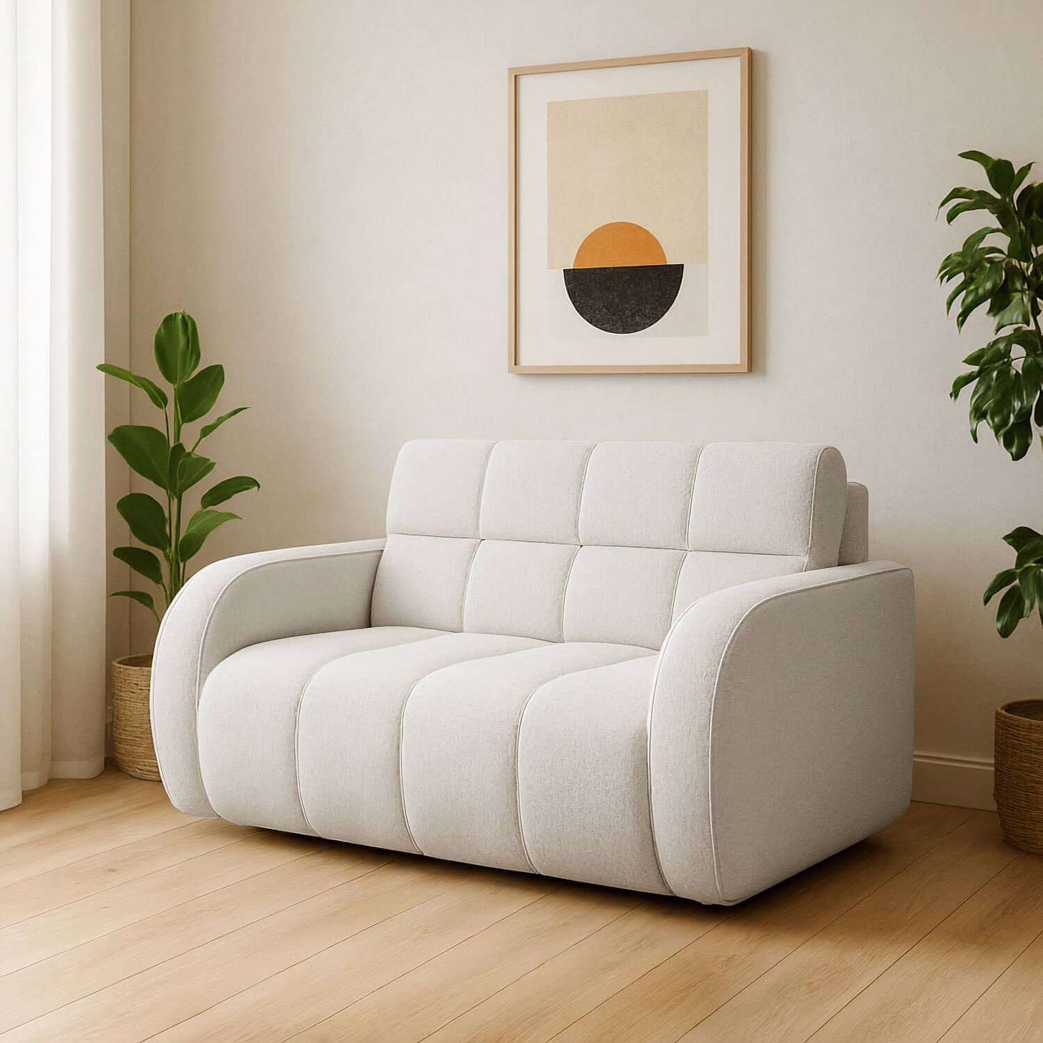 Sofa z Funkcją Spania DEVERIO 3-osobowa Rozkładana Biała Nowoczesna eltap.SO-DEV-01ROY