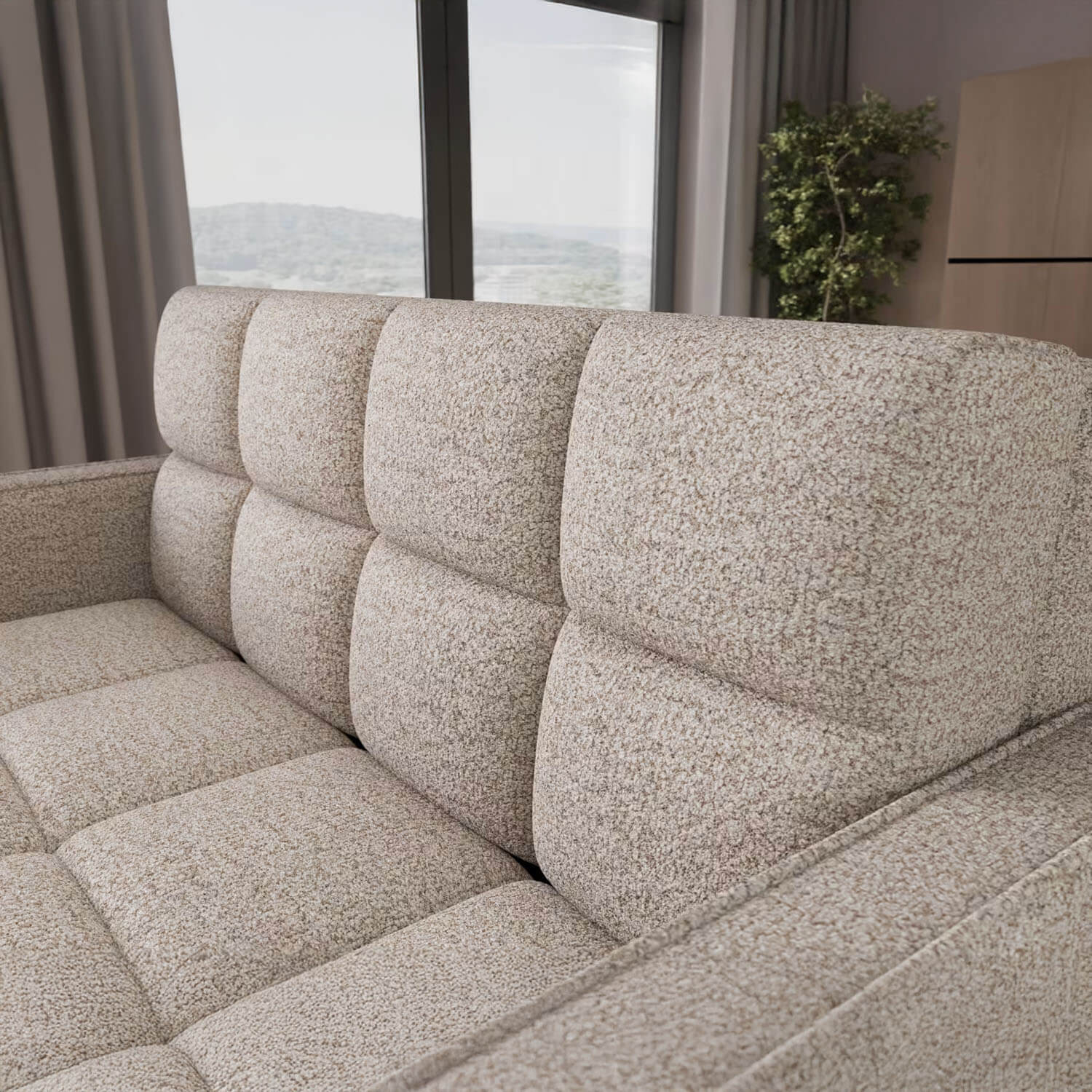 Sofa z Funkcją Spania DEVERIO 3-osobowa Rozkładana Jasnobeżowa Nowoczesna eltap.SO-DEV-18ROY