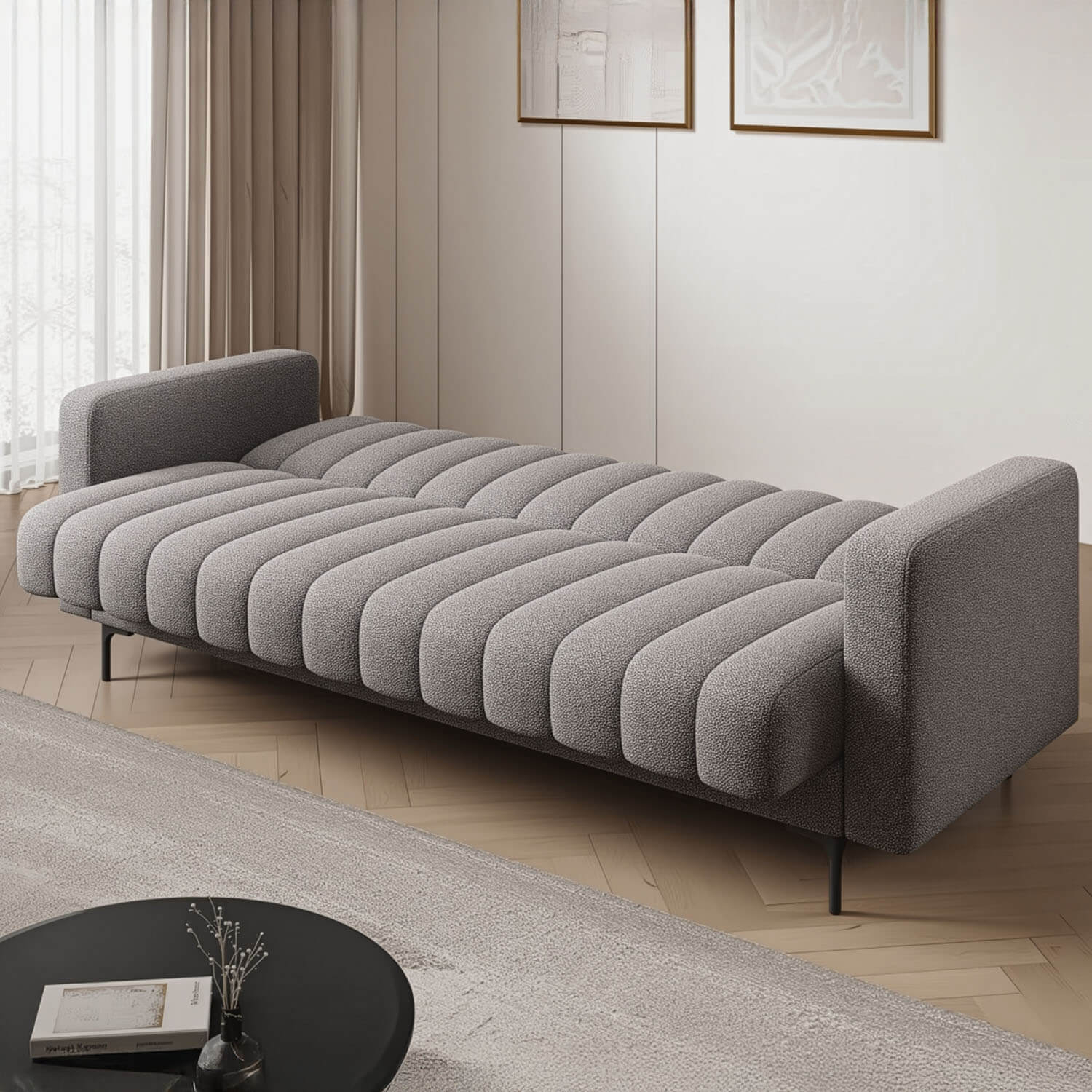 Sofa z Funkcją Spania RONEYY Rozkładana Szara Nowoczesna eltap.SO-RON-04XIL