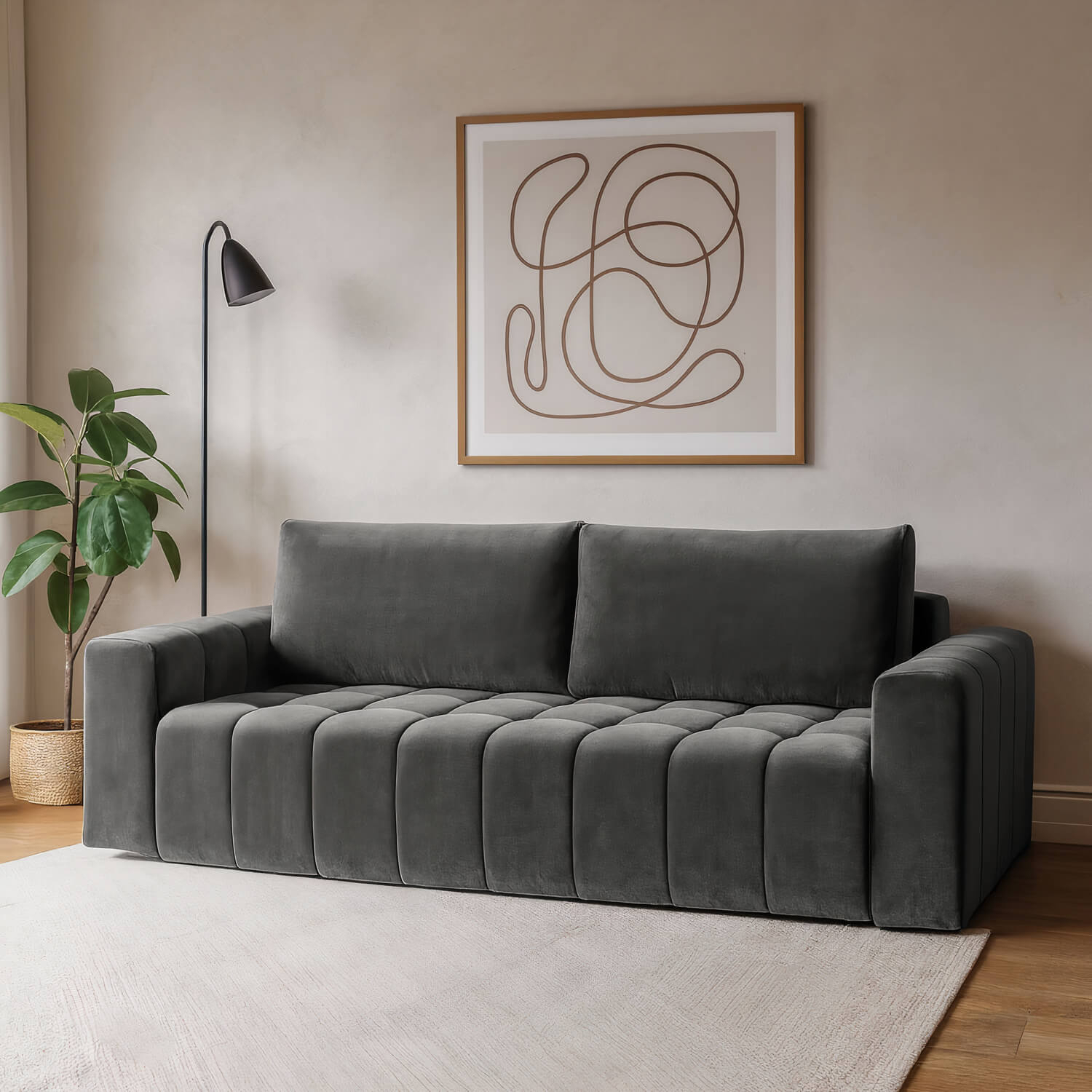 Sofa z Funkcją Spania LAZARO Rozkładana Ciemnoszara Nowoczesna eltap.Laz_41